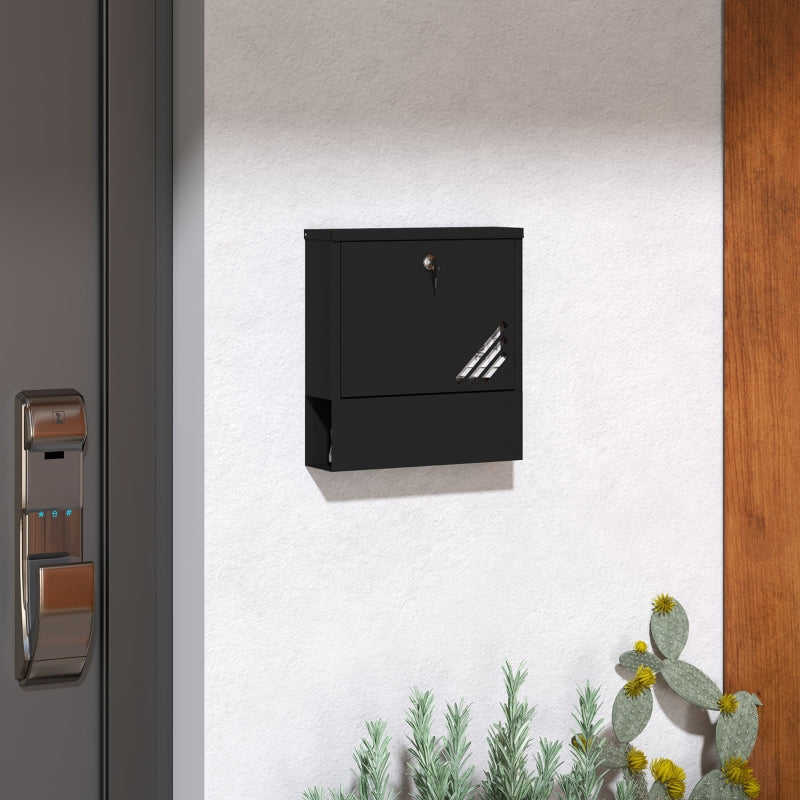 Mailbox wall-mounted with lock and lid, metal, dark gray