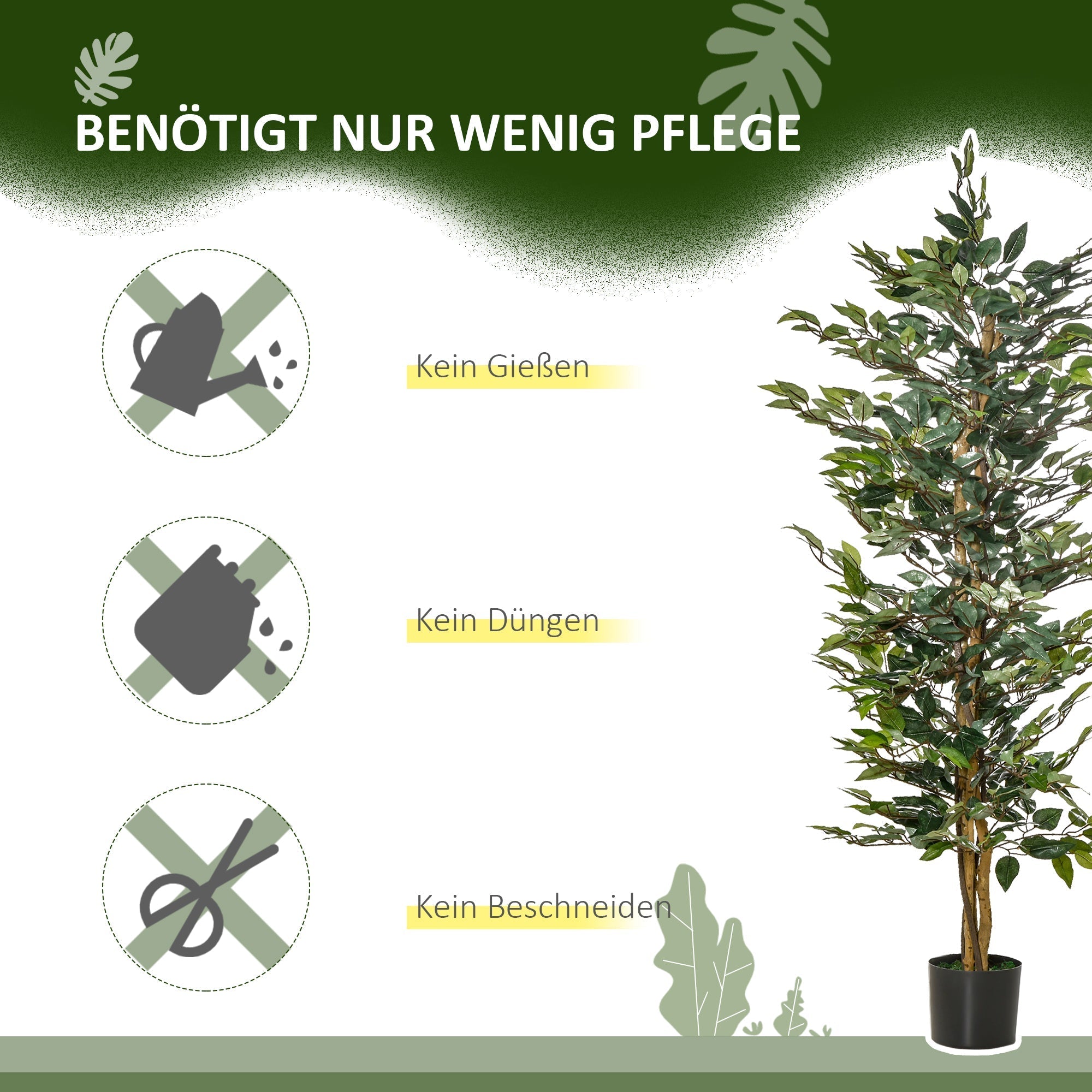 Artificial Ficus Tree 150cm Indoor/Outdoor Plastic Pot