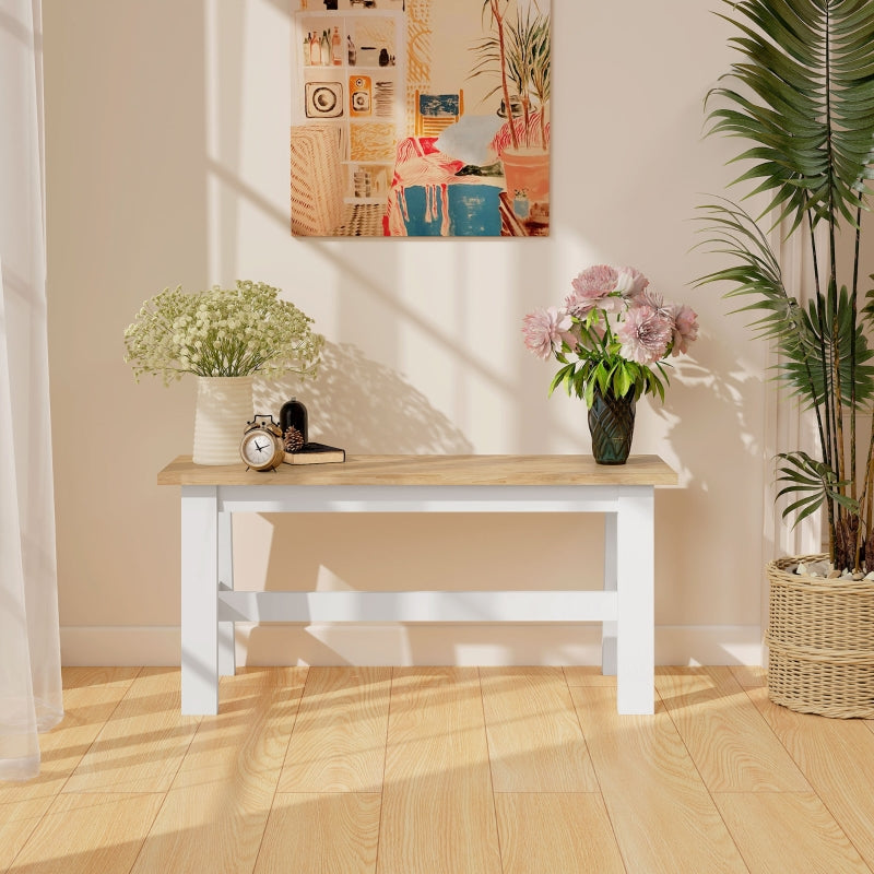 Bench for 2, Wooden with Stabilizing Crossbar, White