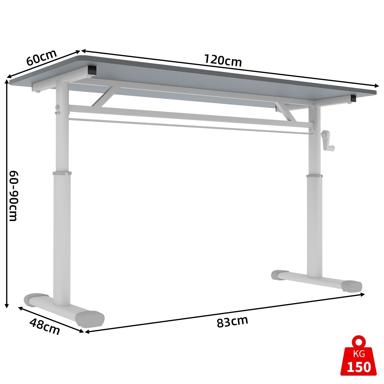 Adjustable Study Desk, Height-Adjustable Multi-Purpose Compact Home/Office Desk