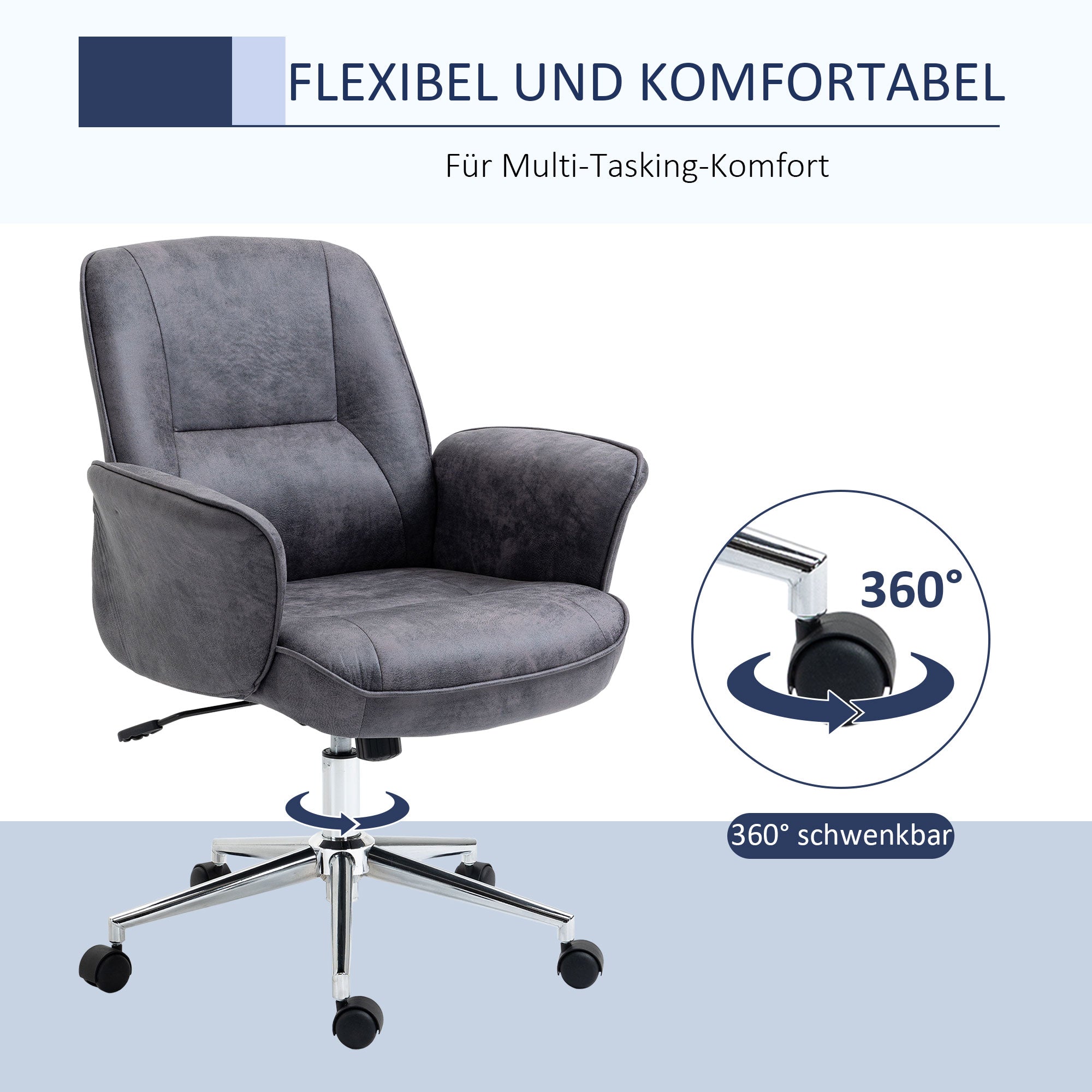 Vinsetto XXL Office Chair, Ergonomic Rocker, Height-Adjustable, Grey