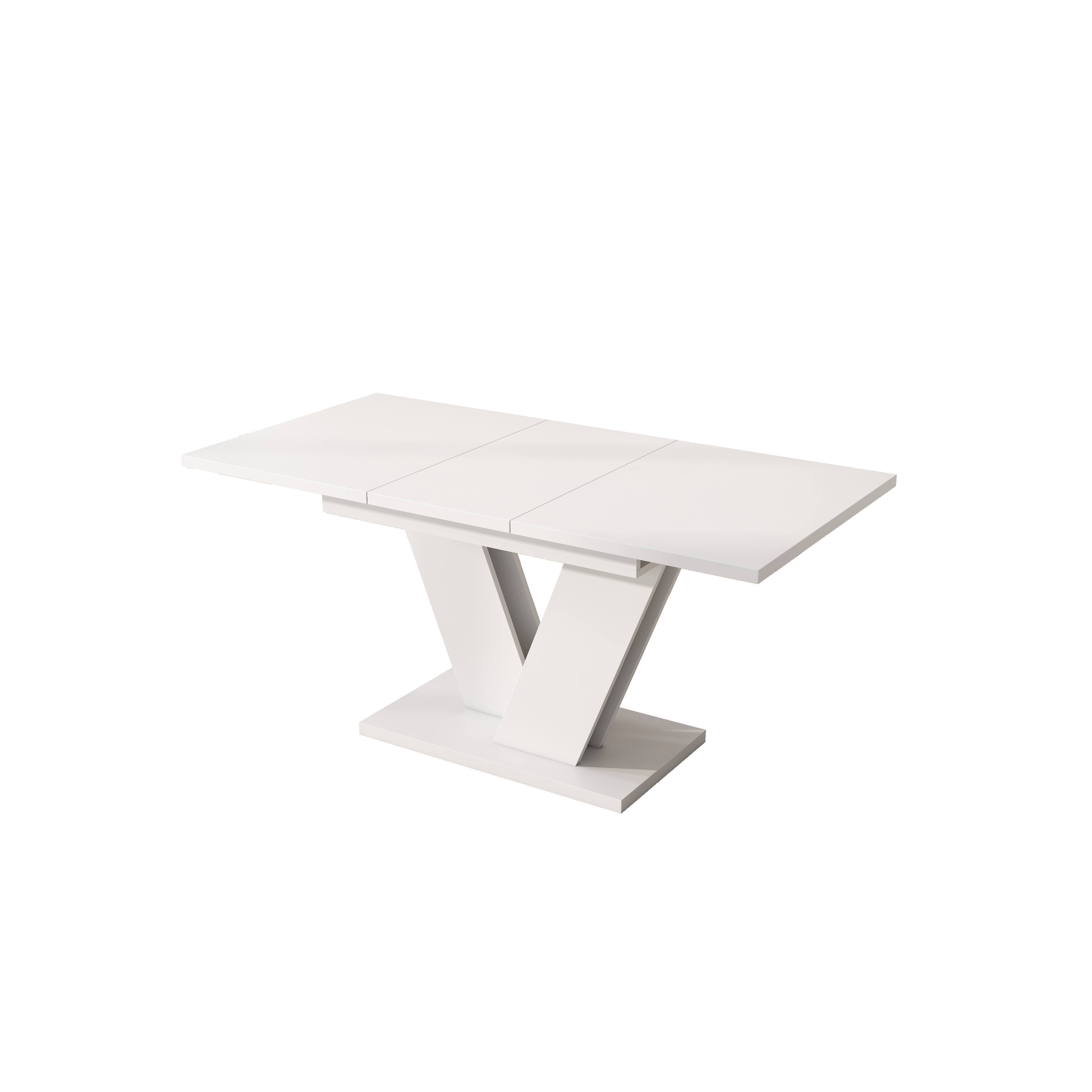 Extendable Dining Table, Rectangular V-Leg for 4-6 People, White