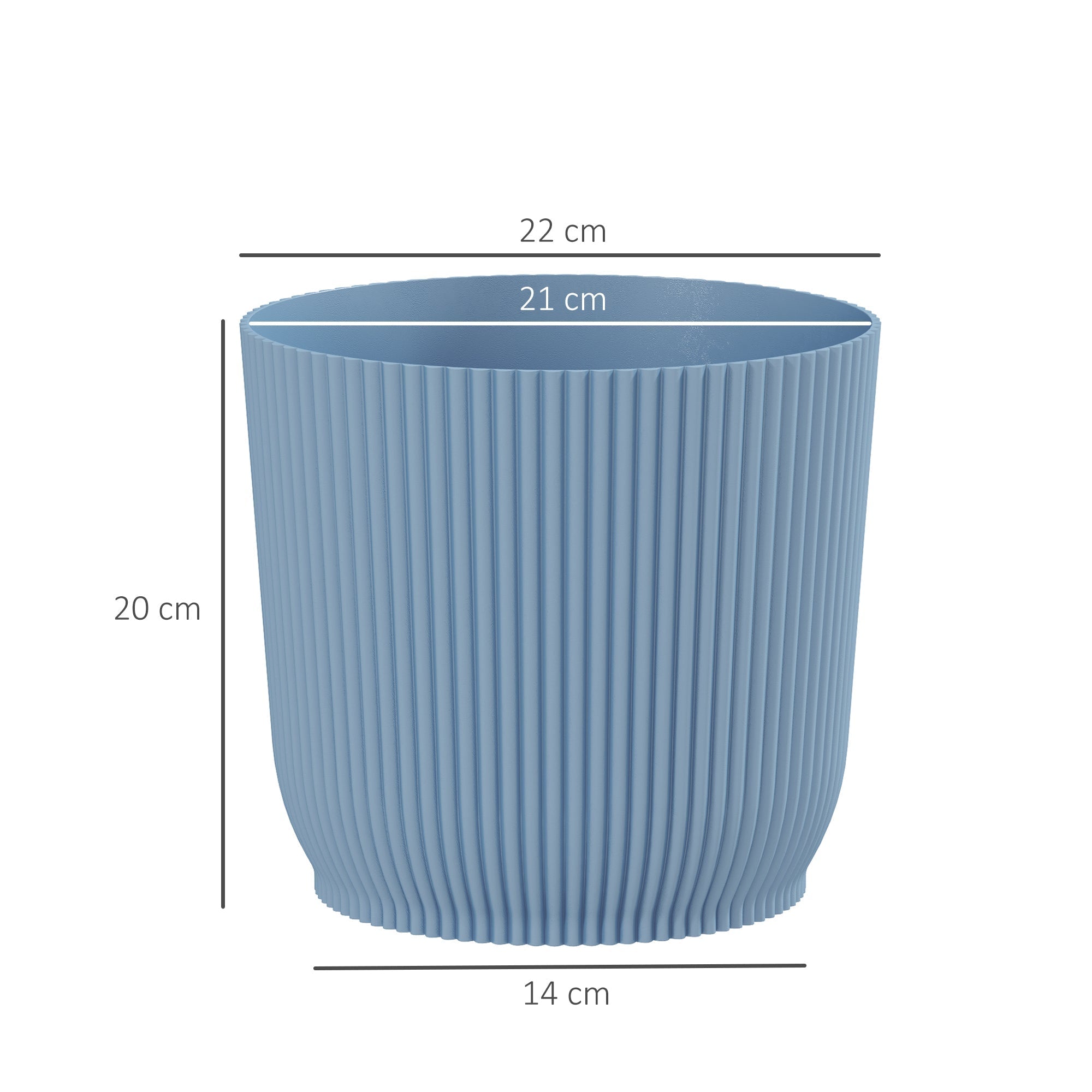 Set of Three Planters, 22cm Diameter, Blue