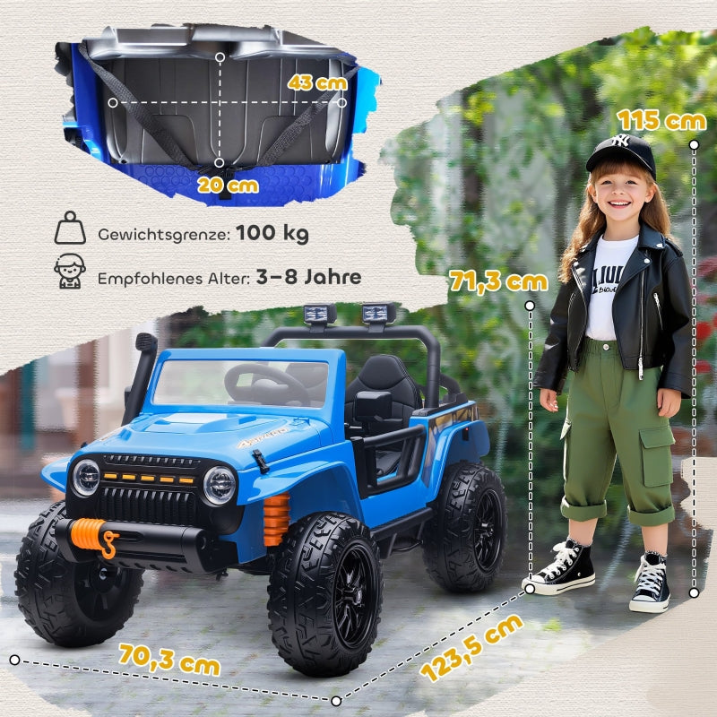 Electric Ride-on Car with Parent-Child Seat and 12V Battery, Blue