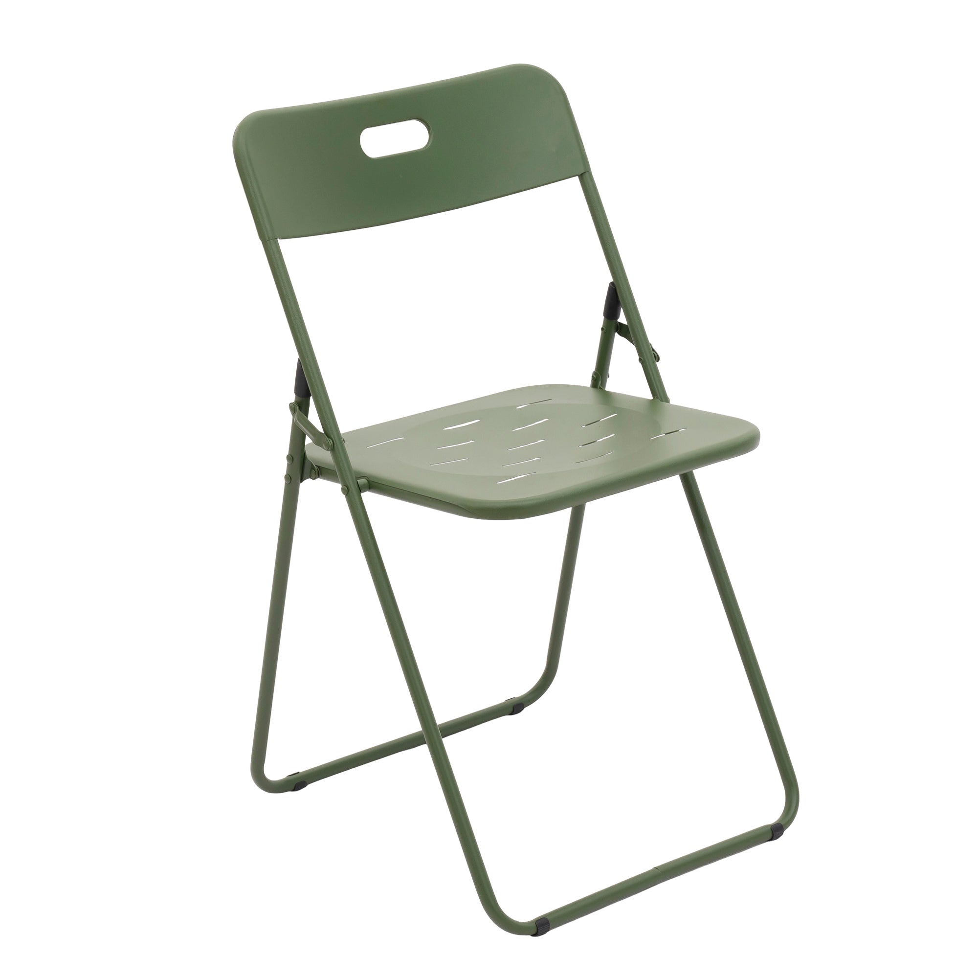 Outdoor 3-Piece Foldable Bistro Set, 2 Chairs and 1 Table Weather-Resistant, Green Metal