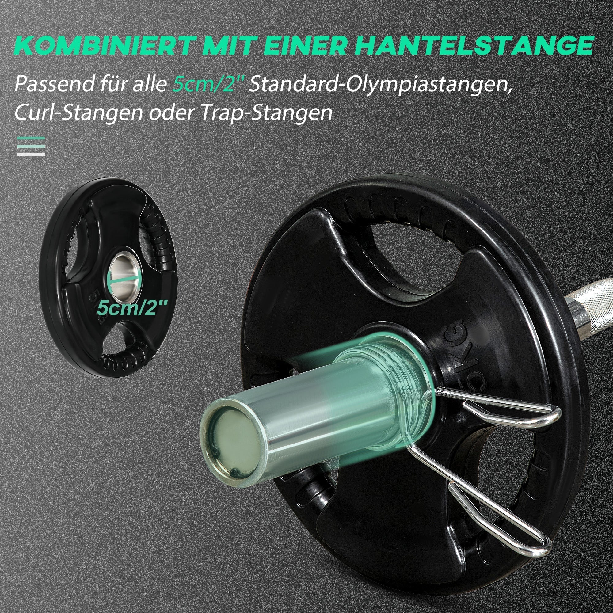Weight Plates Tri-Grip 2x5KG, floor-friendly, three handles, Rubberized