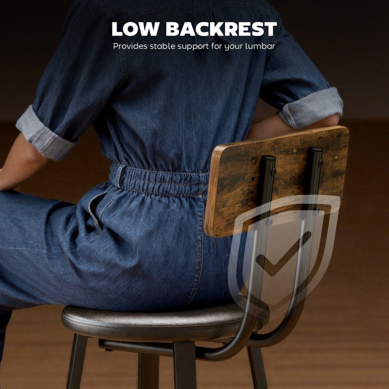 Set of Two Bar Stools Industrial-Style Faux Leather Brown/Black