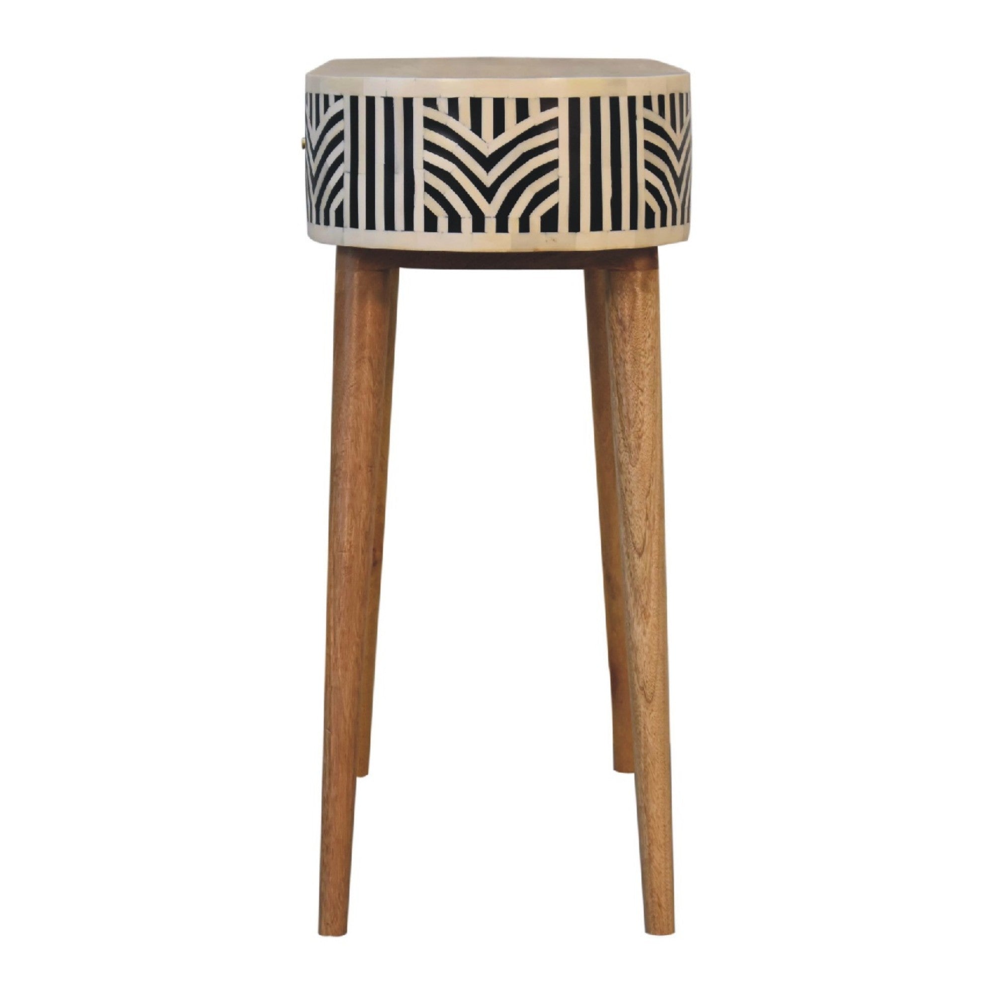 Edessa Console Table, Bone Inlay 1 Drawer, Solid Wood Black and White