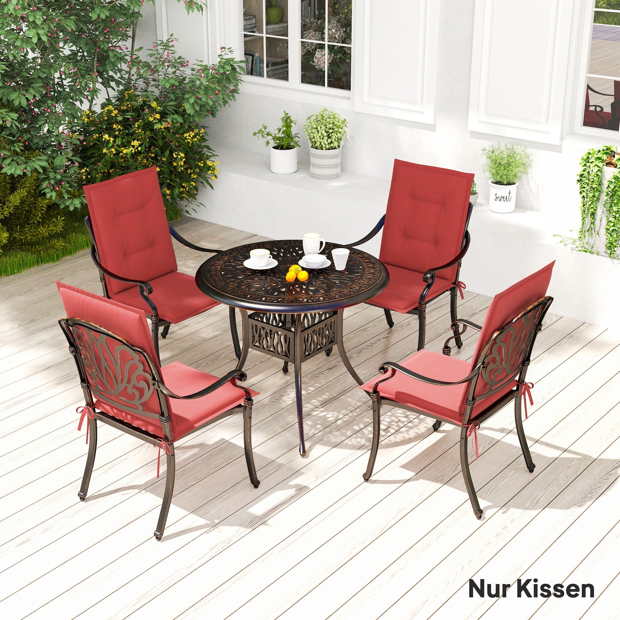 Seat Cushions 108 x 50 x 5 cm with Ties, Outdoor Indoor, Wine Red
