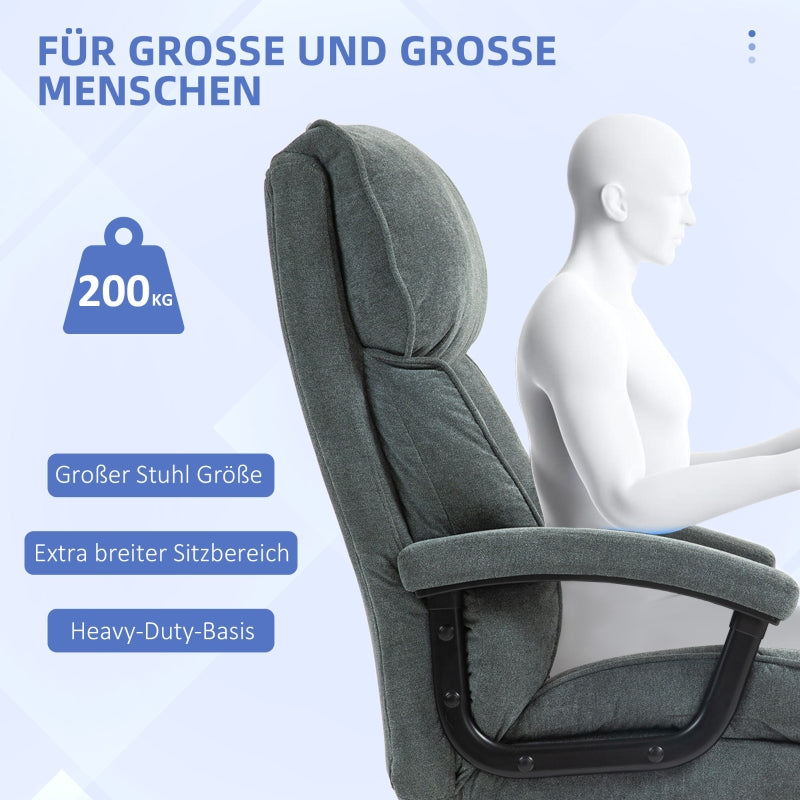 Großer Bürostuhl für große Personen, 200 kg, Robust, Polsterung, Grau