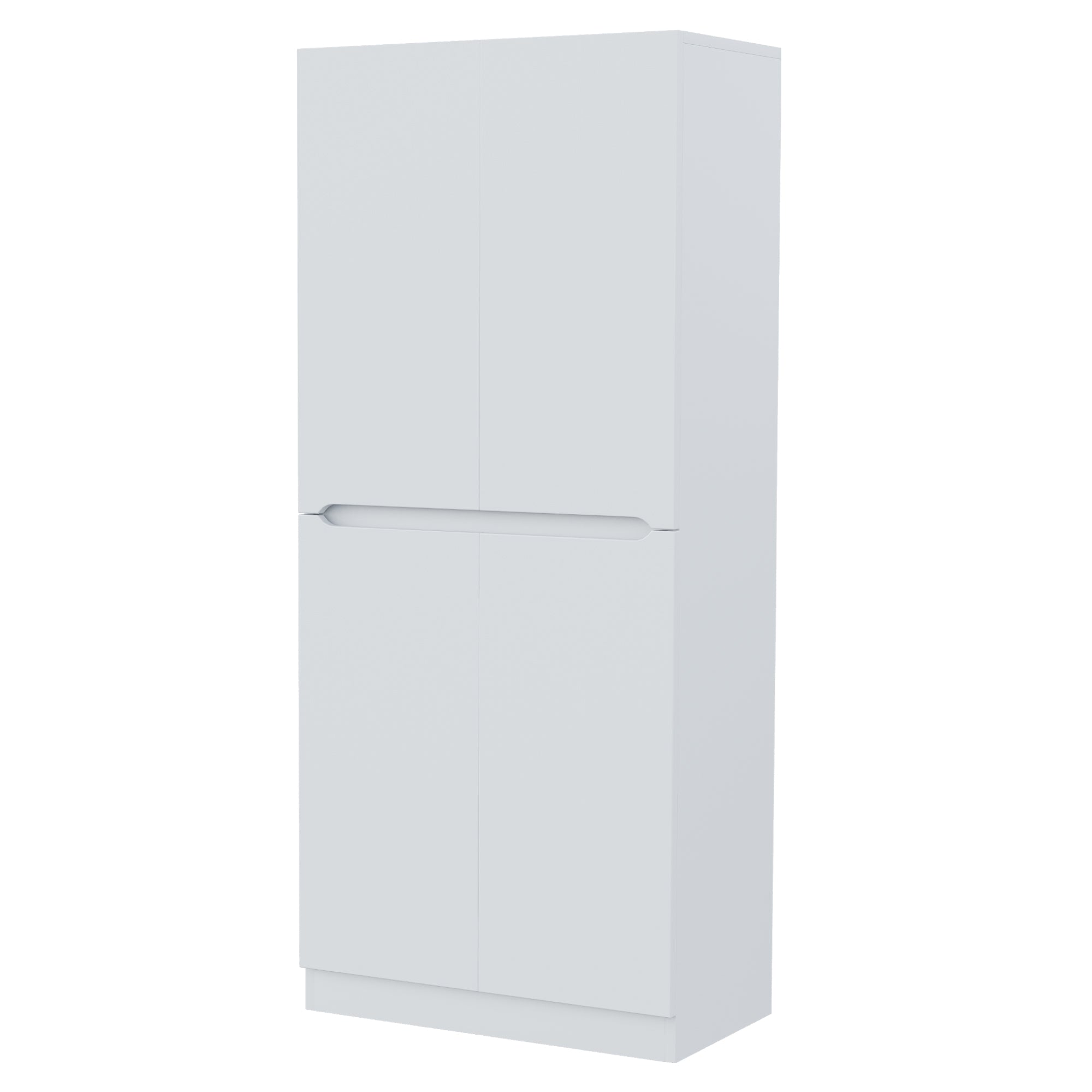 Tall Kitchen Cabinet with Ample Storage and Metal Accents, White and Wood Color