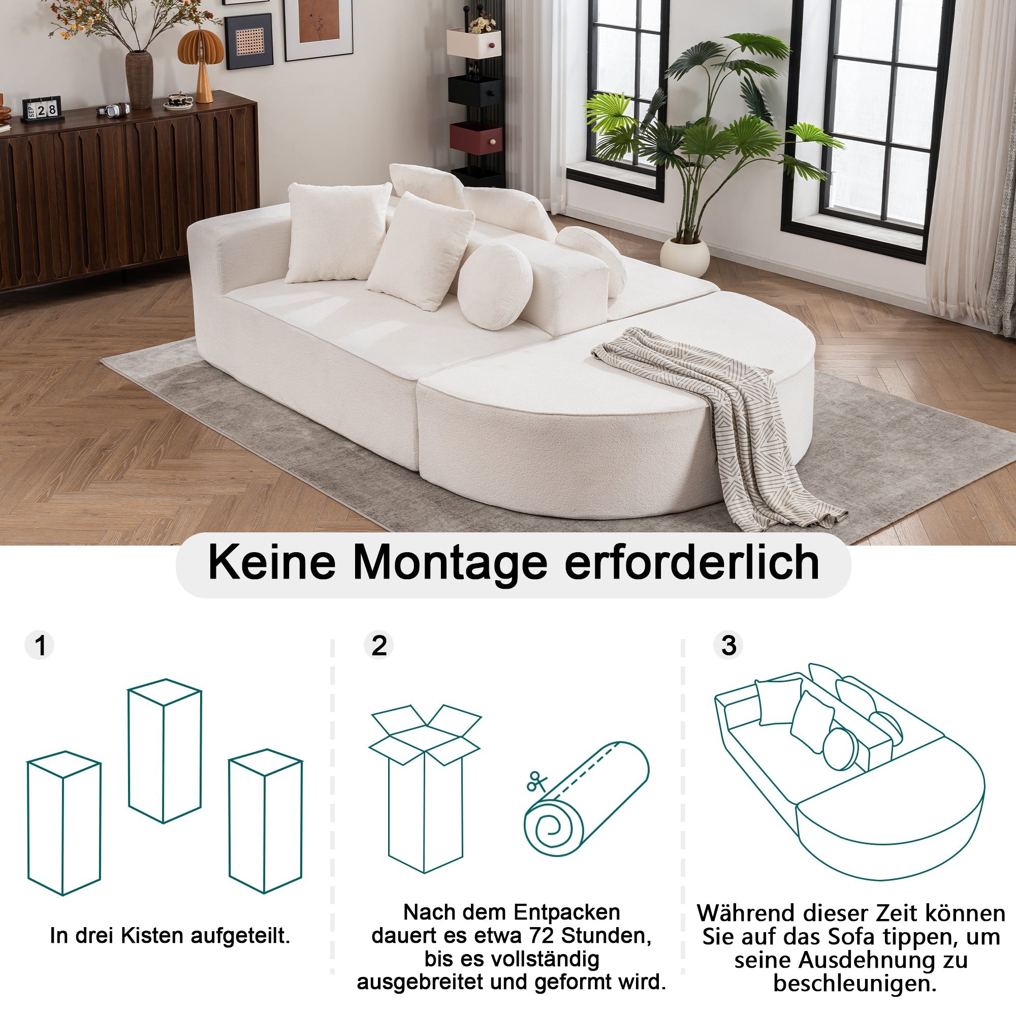 Cloud Sofa Segmented Modular No Assembly - Chenille Fabric
