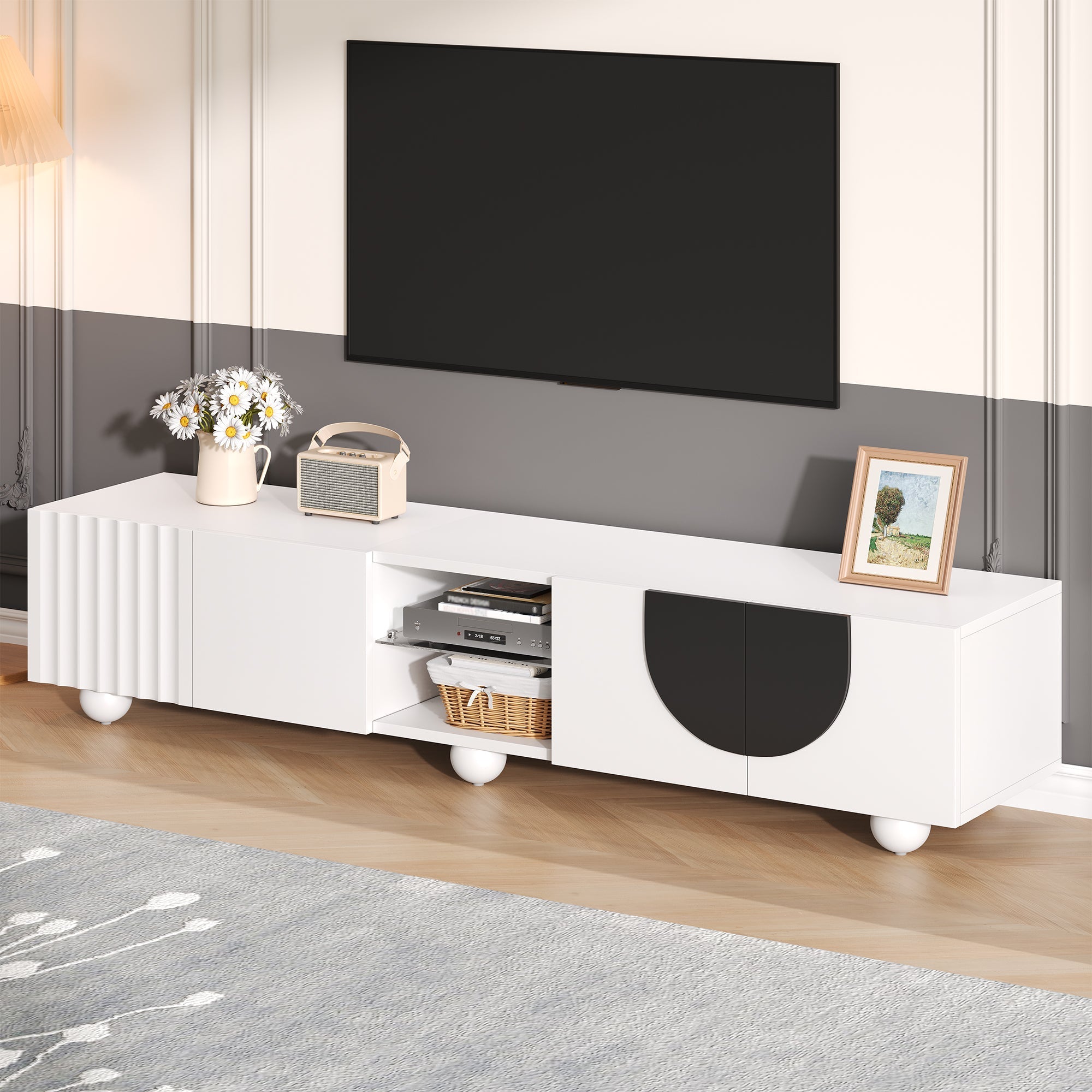 TV Stand 180x40x41.5cm Low Unique Design Modern
