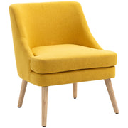 Dining Chair Upholstered with Armrests, Home & Office, Linen-Touch Wood Yellow