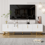 TV Cabinet Lowboard Textured Door Gold Handles and Feet
