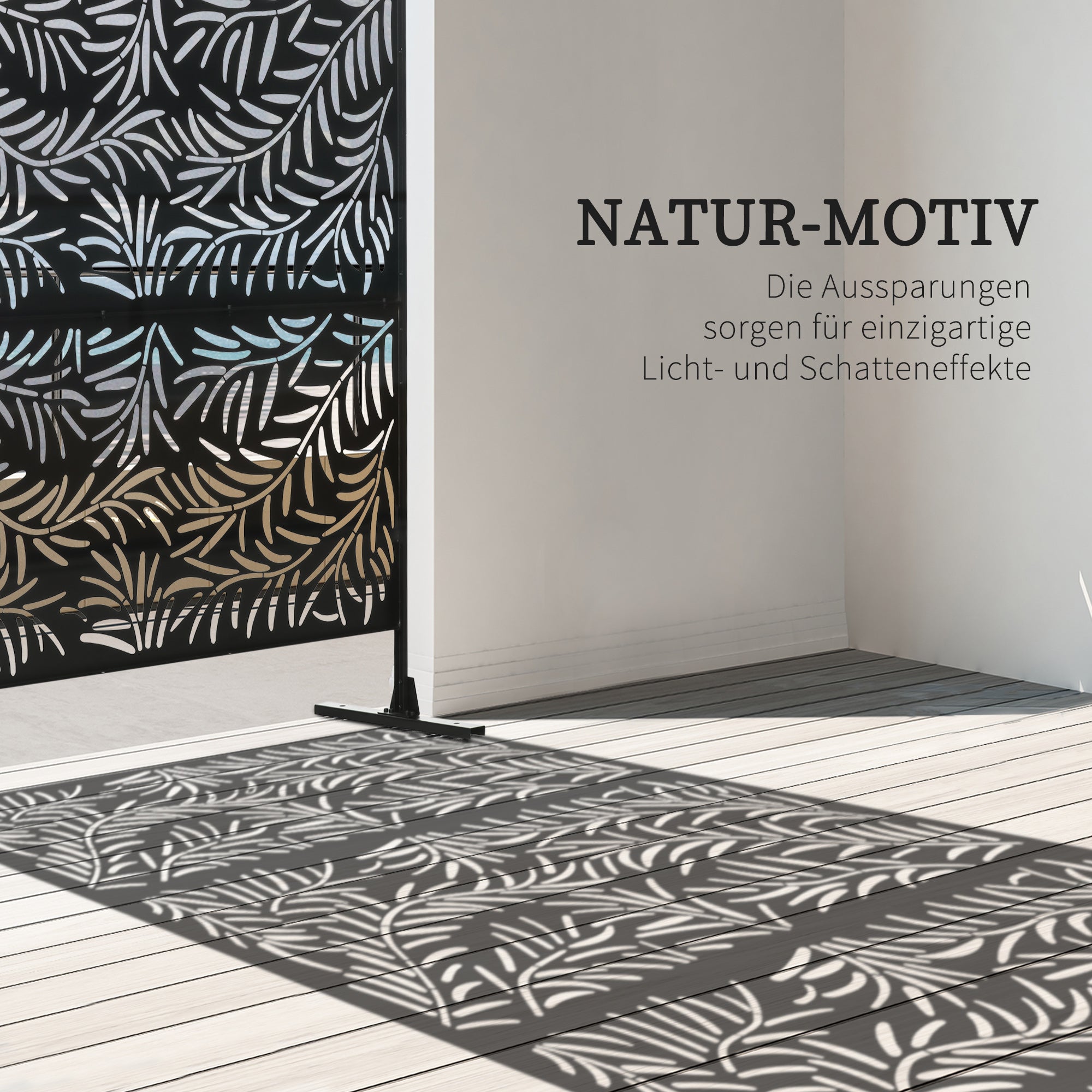 Privacy Screen Room Divider Willow Leaf Pattern 122x198cm Steel Black