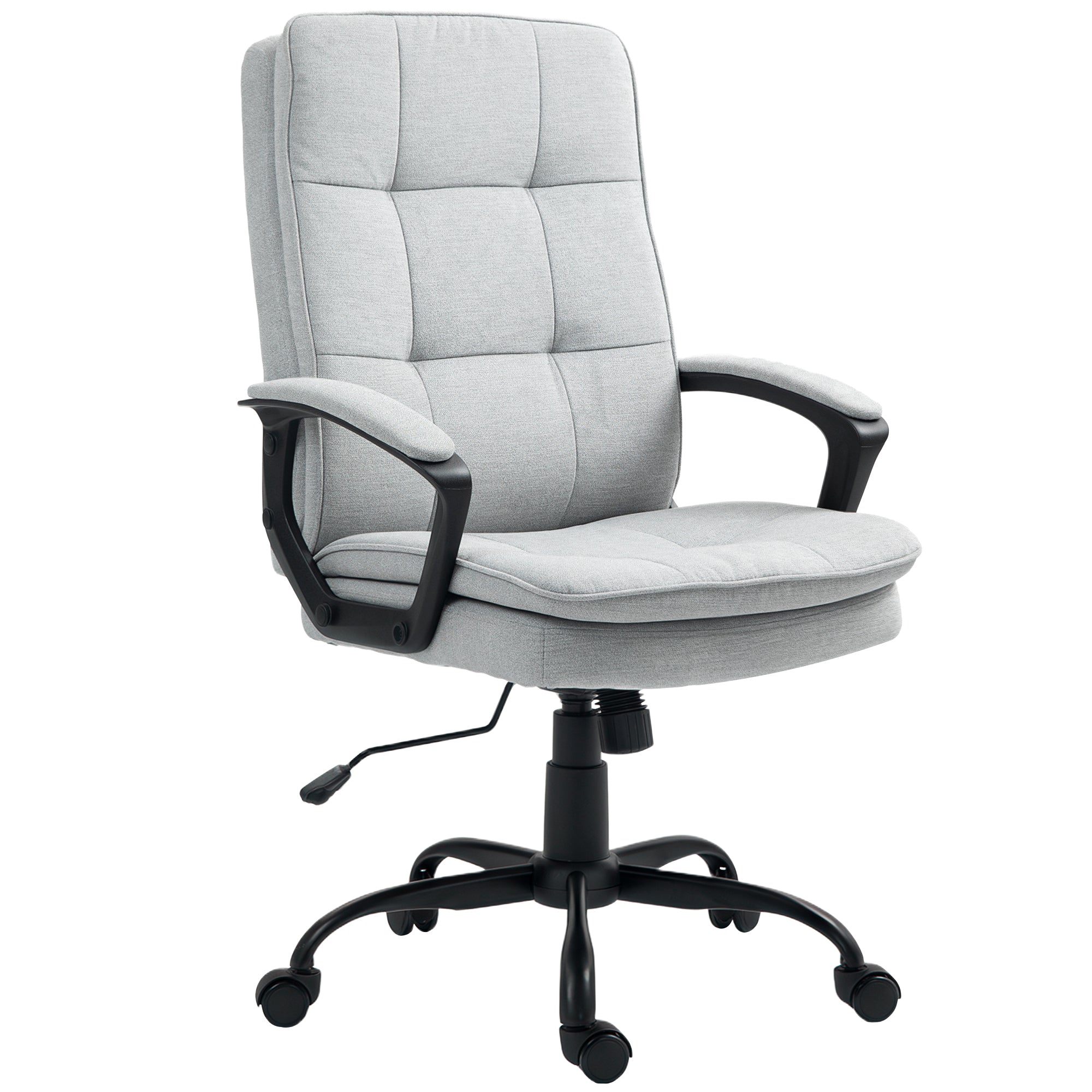 Office Chair Ergonomic Desk Chair with Armrests, Height-Adjustable Swivel with Rocking Function, Padded, Grey