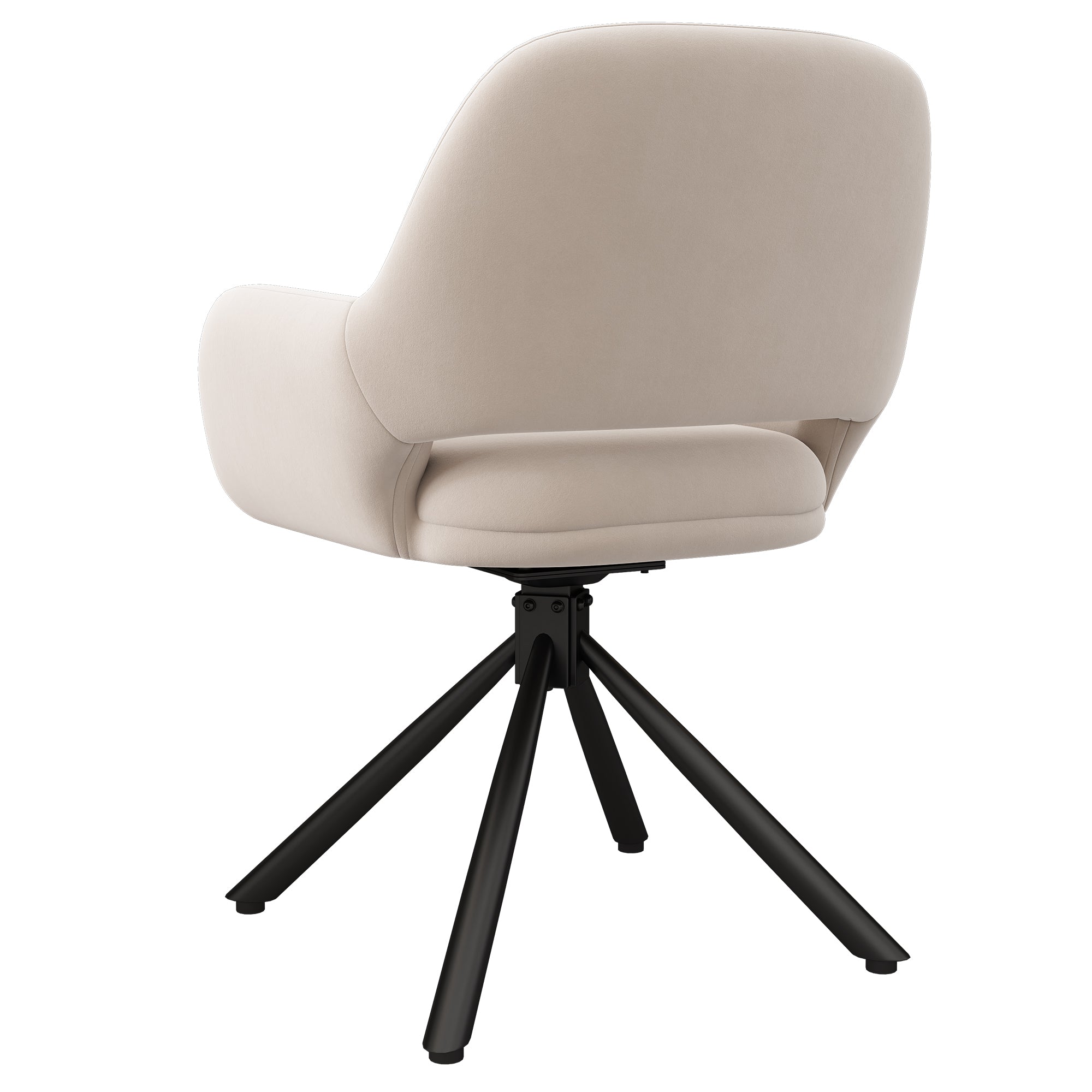 Dining Chair Set of 2 Swivel Modern with Handrails Velvet Beige