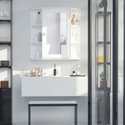 Mirror Cabinet, Wall Mounted with 8 Compartments, White