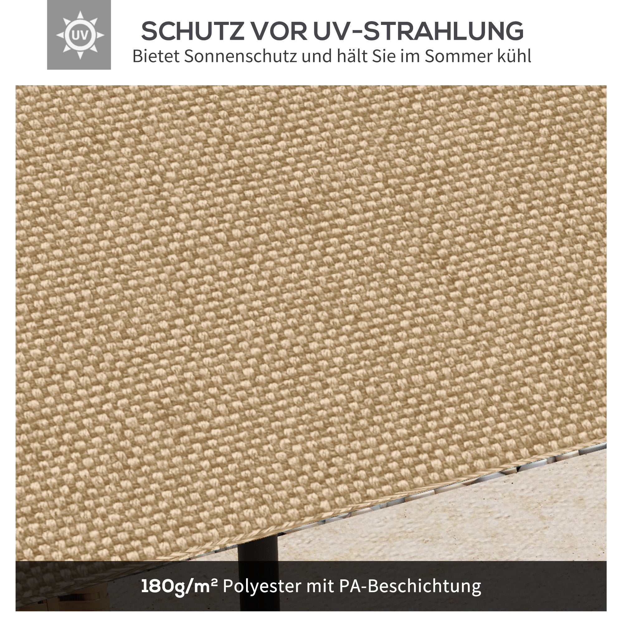 Pavilion Roof Replacement Sun Protection Weatherproof 2.98x2.95m, Polyester Beige