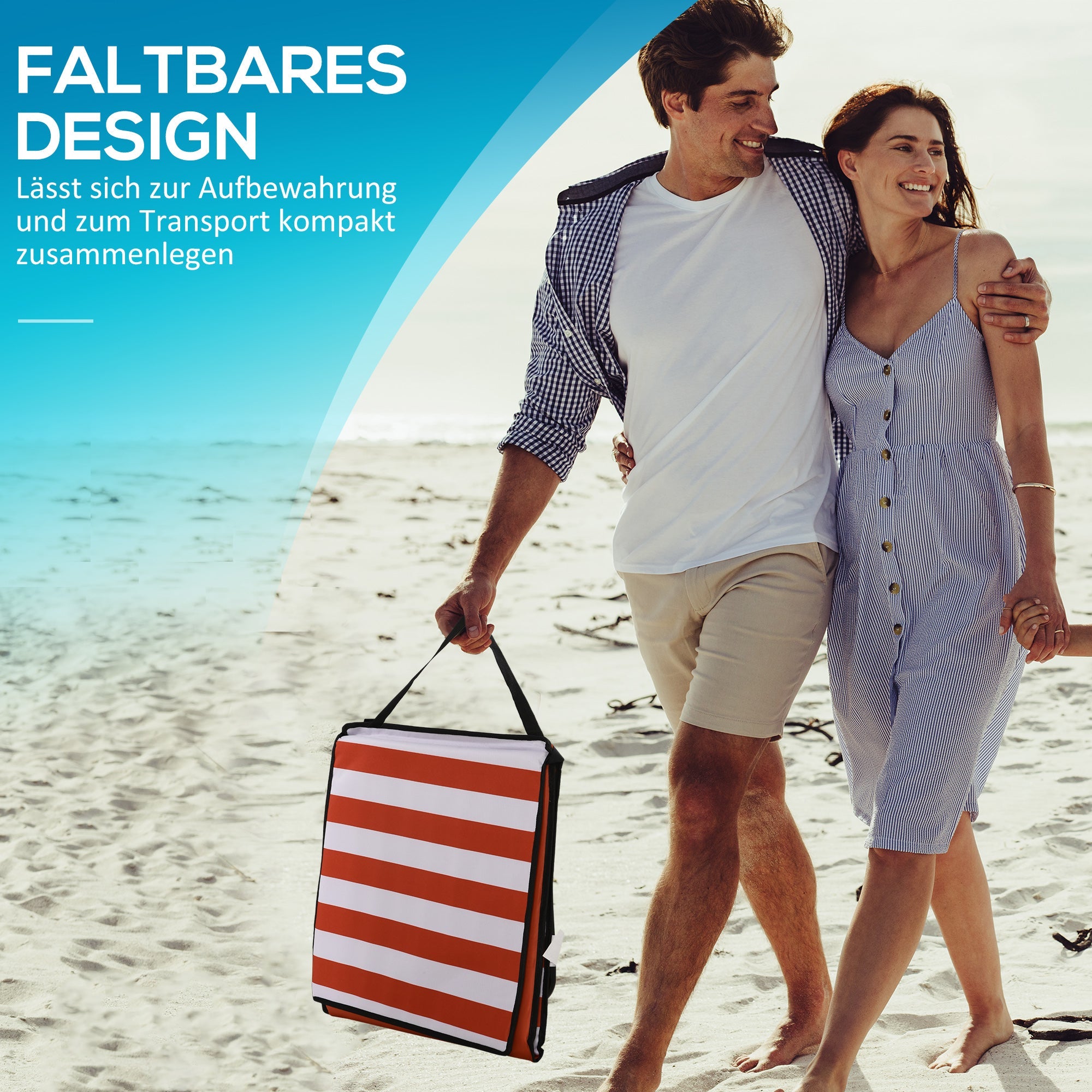 Beach Mats, Set of 2 Foldable Adjustable Sun Loungers with Carrying Bag, Red