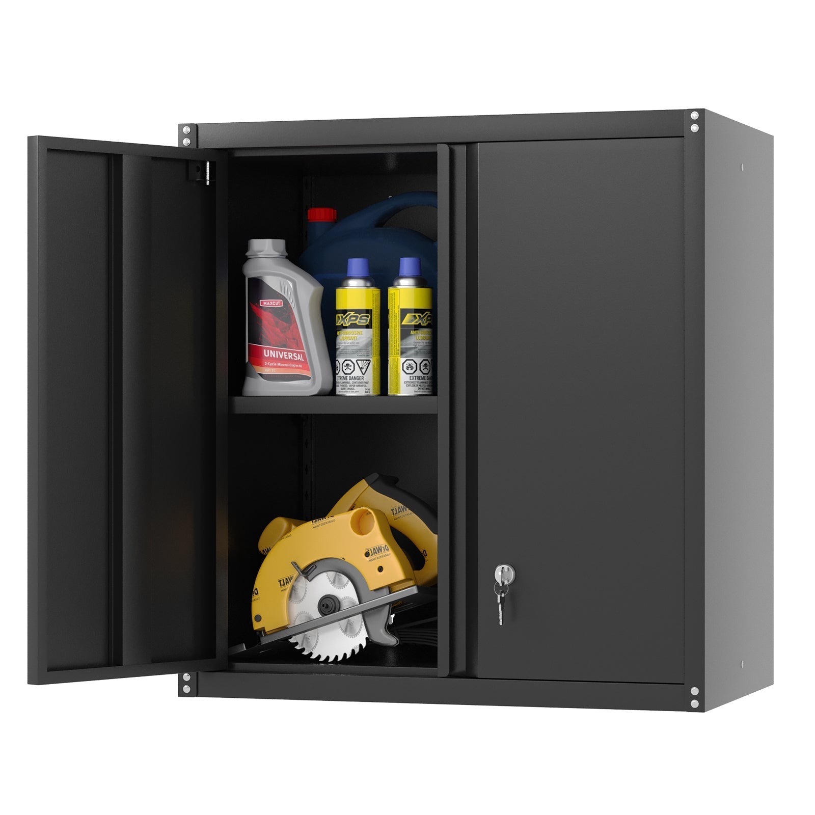 Metal Storage Cabinet 2-Door Adjustable Shelves - Steel