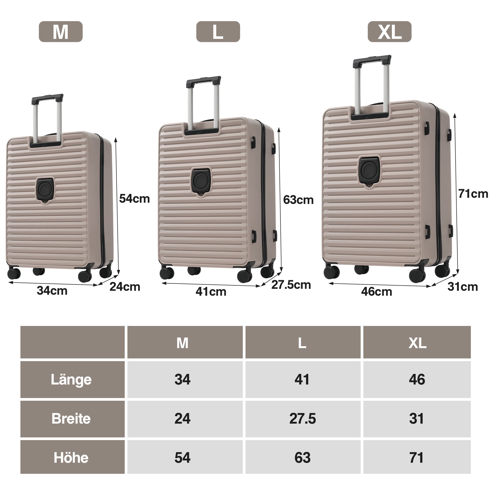 Three-Piece Luggage Set - Front-Opening Design, Cup Holders, TSA Lock, 360° Wheels, ABS