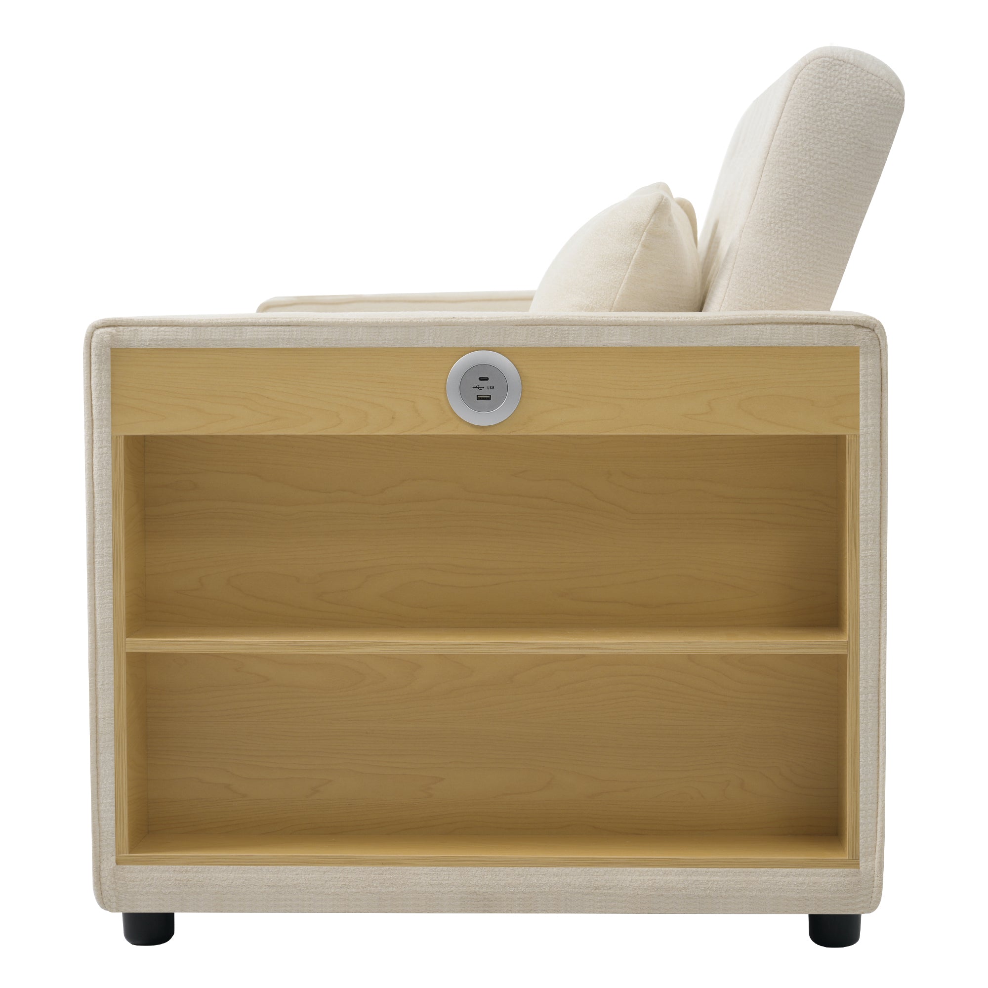 Sofa Bed, Modern Folding with Storage, Cup Holder, USB, Beige