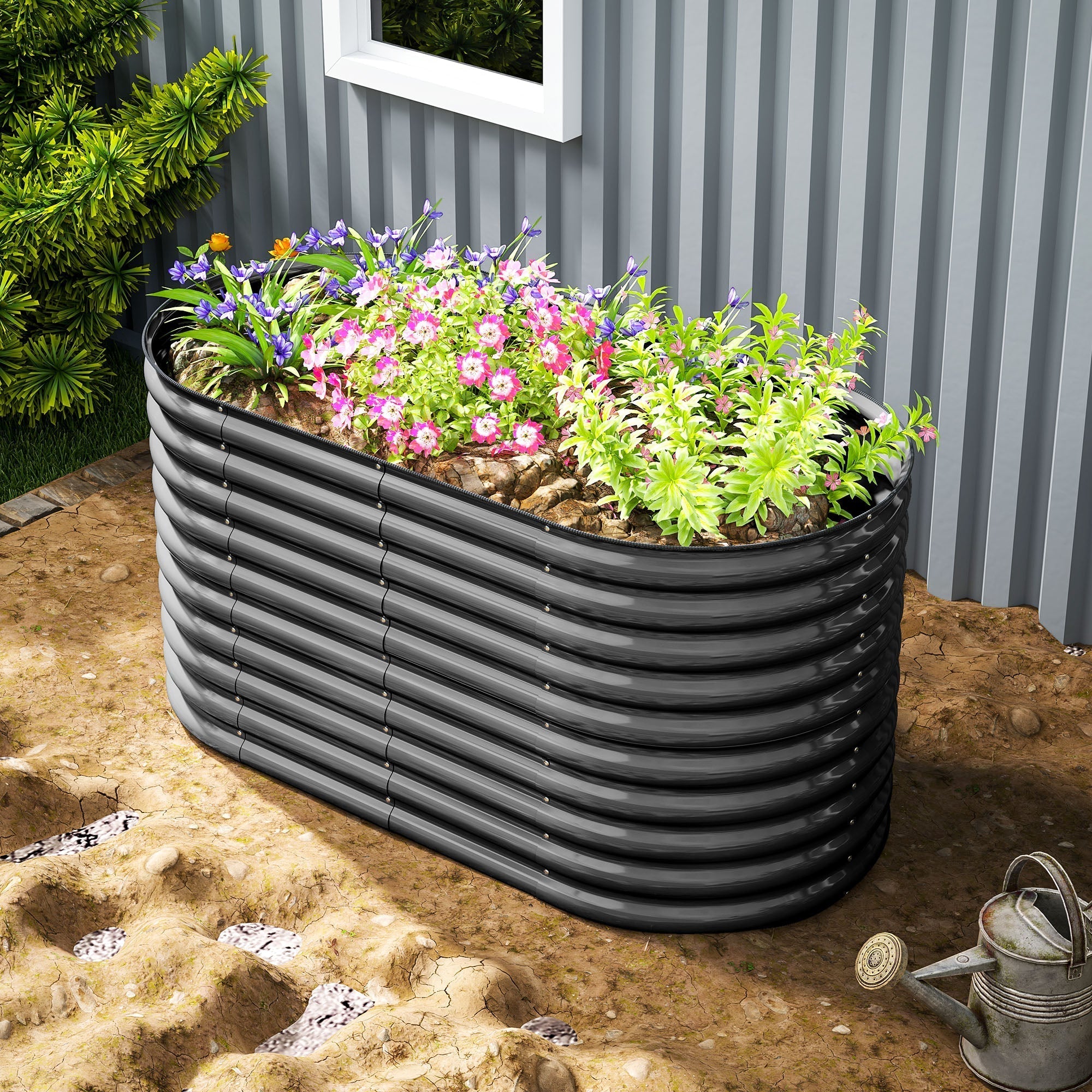 Raised Garden Bed, Stackable Planter Box 160x80x80cm for Vegetables & Flowers, Steel