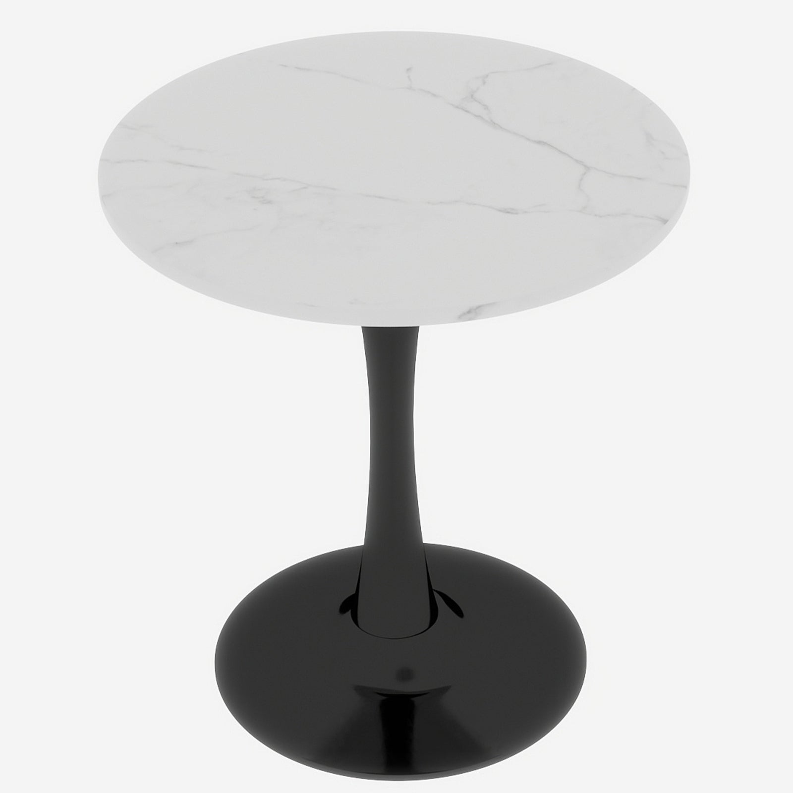 Coffee Table 27.6-inch Mid-Century Modern Round Marble Top - Black