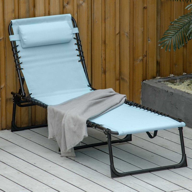 Sun Lounger Foldable Metal Frame Breathable Cover - Teal