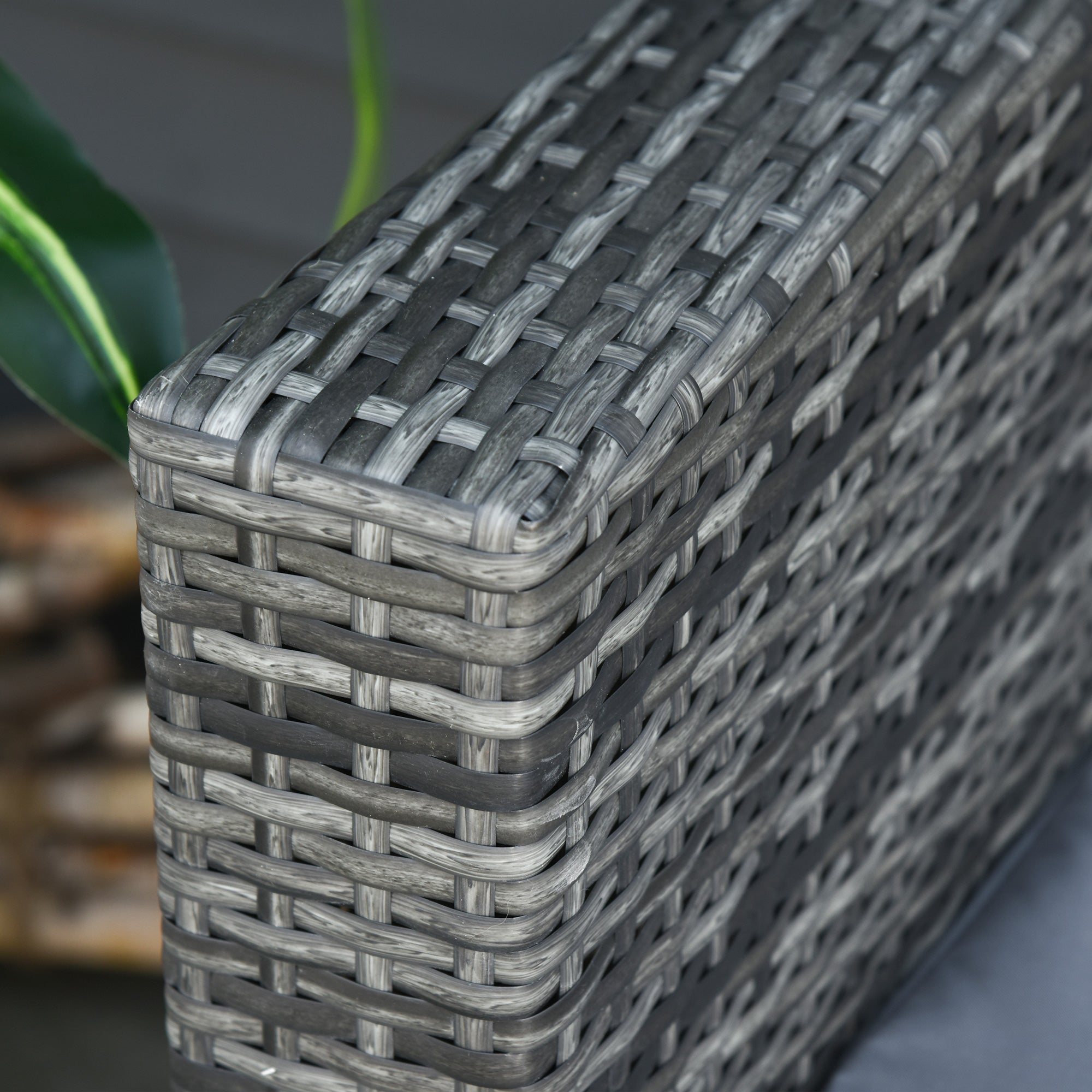 Poly Rattan Garden Lounge Sofa, 3-Seater with Cushions, Grey Metal & Polyester