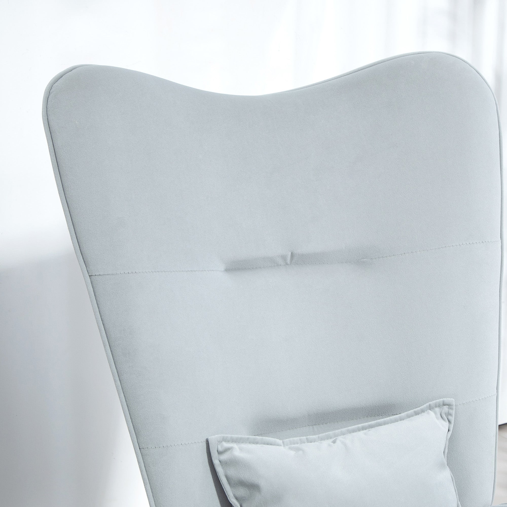 Rocking Chair, Armrests, Velvet Look, Light Grey