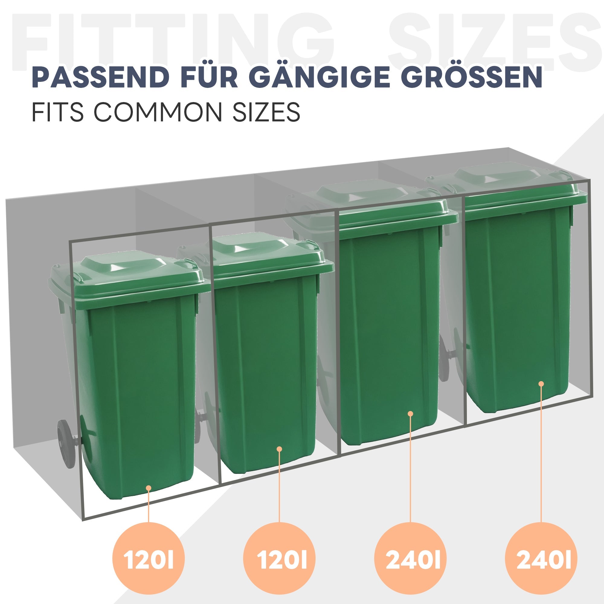 Garbage Can Storage Box, 4-Person with Planting Roof, 120-240L, Anthracite Wood-Look