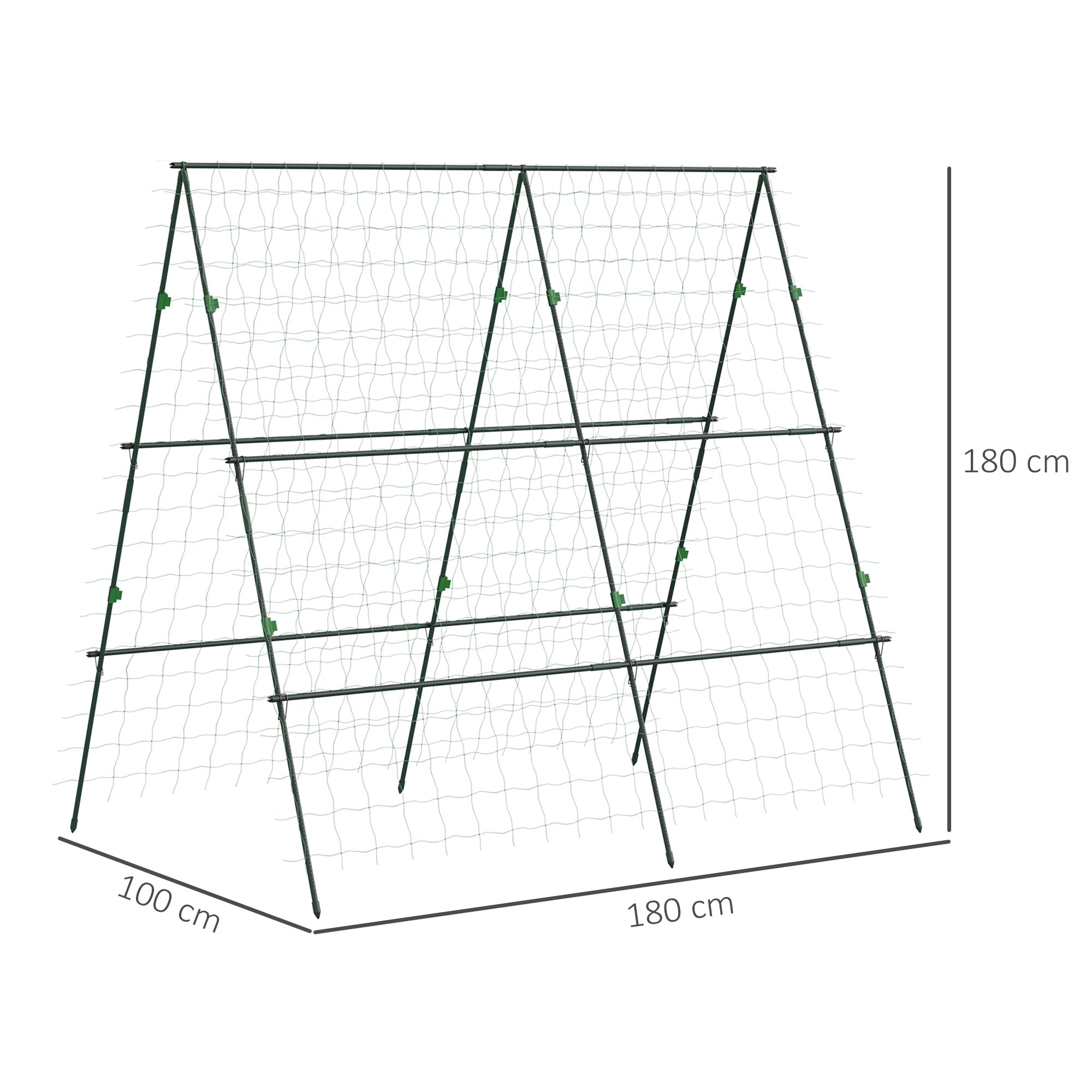Adjustable Trellis Plant Support Espalier Frame with Net Steel Frame Green