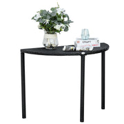 Semi-circular Balcony/Garden Side Table 100x50x74cm Polyrattan and Metal, Black