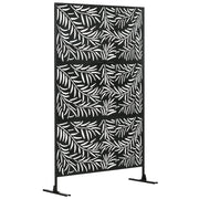 Privacy Screen Room Divider Willow Leaf Pattern 122x198cm Steel Black
