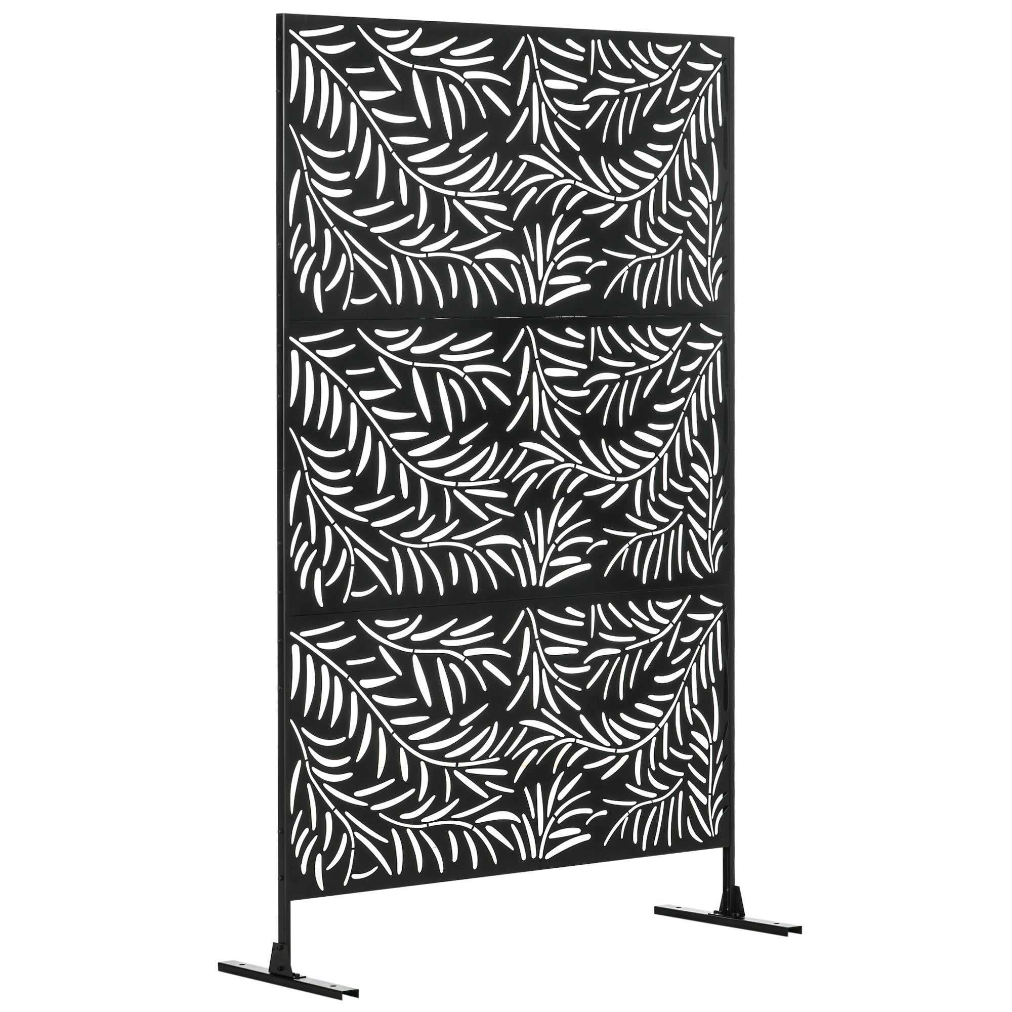 Privacy Screen Room Divider Willow Leaf Pattern 122x198cm Steel Black