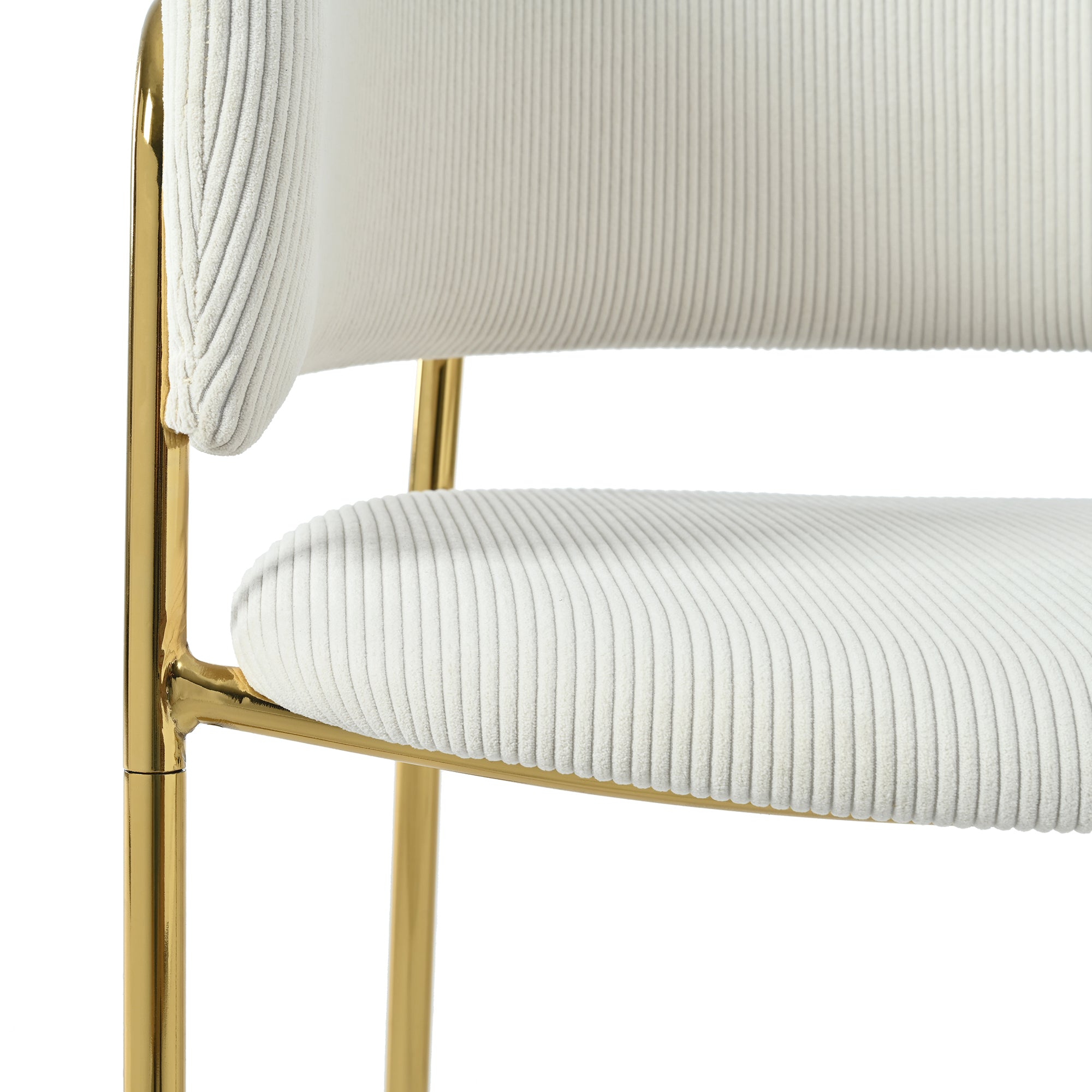 2 Modern Chairs with Angled Legs and Adjustable Feet, Beige Corduroy