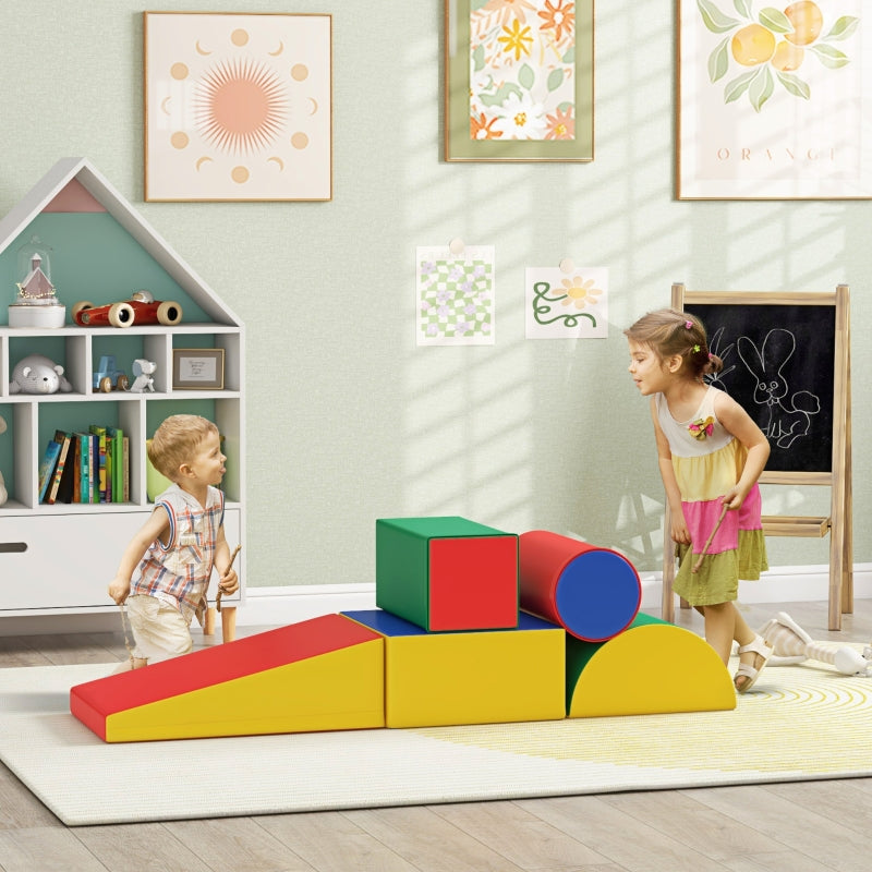 Soft Building Blocks for Climbing and Crawling, Various Shapes, Multicolored Faux Leather
