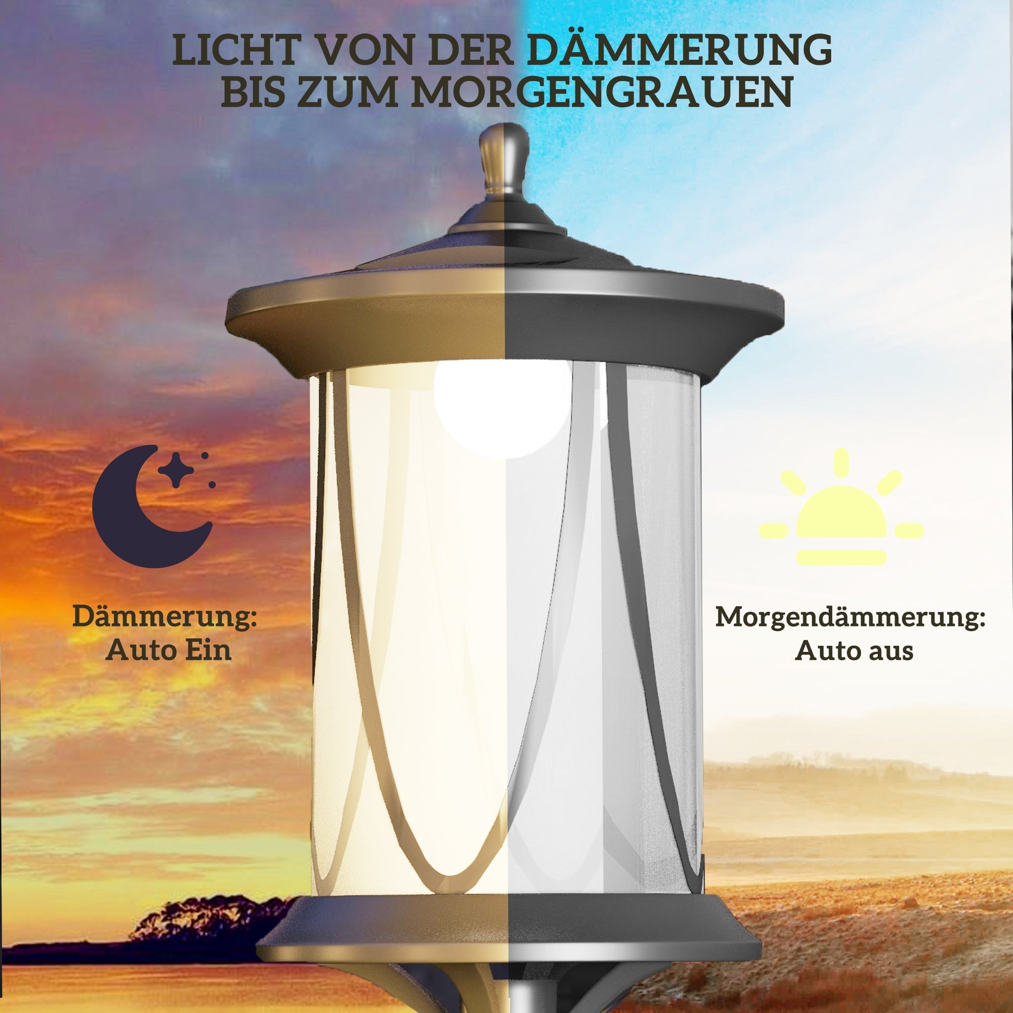 Solar-LED-Straßenleuchte, Kaltweiß, Wasserdicht, Schwarz