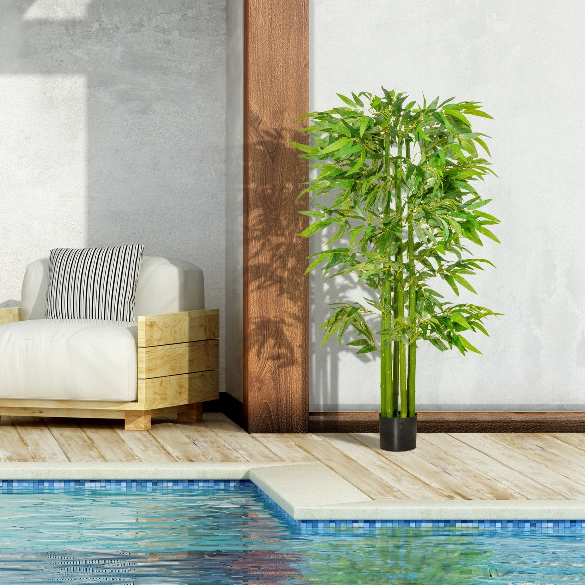 Artificial Bamboo Plant 160 cm Easy Care Office/Home, Large Plastic Pot