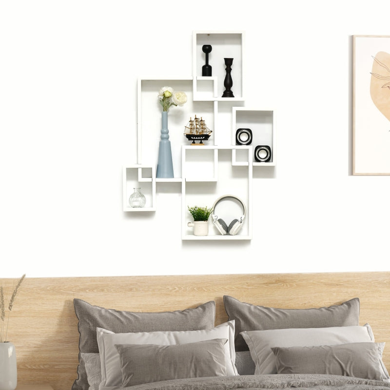Floating Shelves Wall Mounted Interlocking Cube Display White