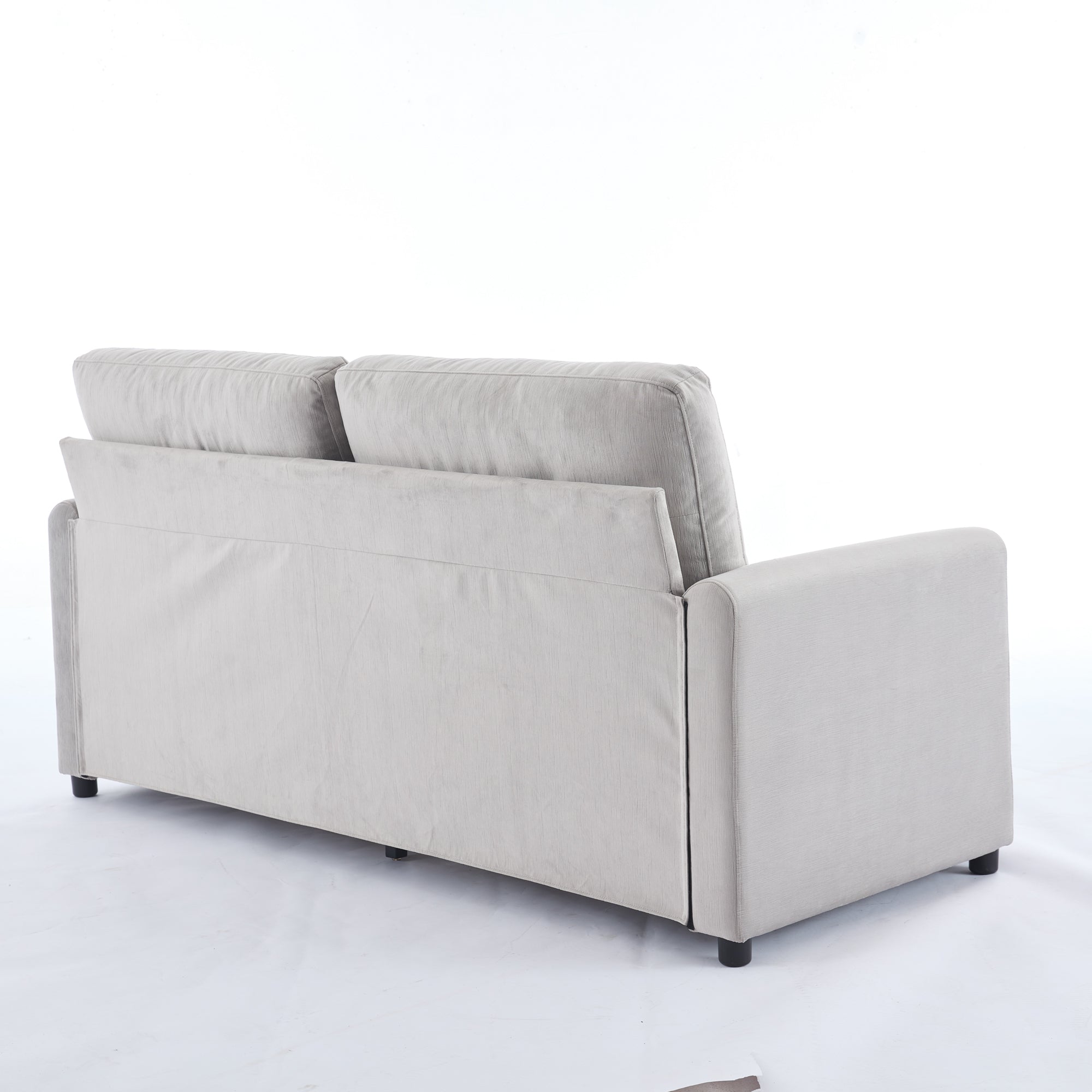 Modern Compact 2-Seater Sofa with Drawer Storage Durable Light Grey Fabric
