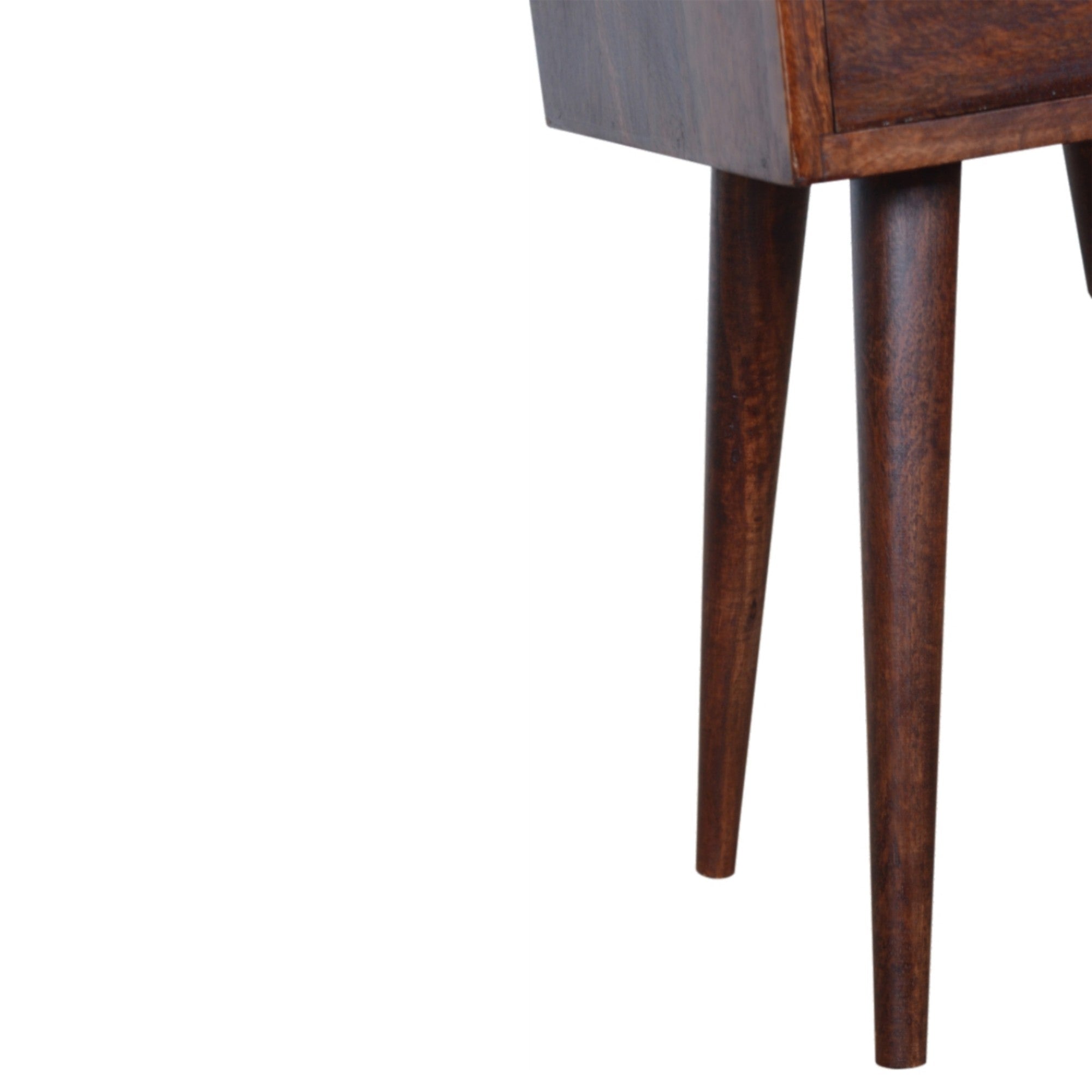 Solid Wood Mini Bedside with 1 Drawer and Open Shelf, Dark Brown
