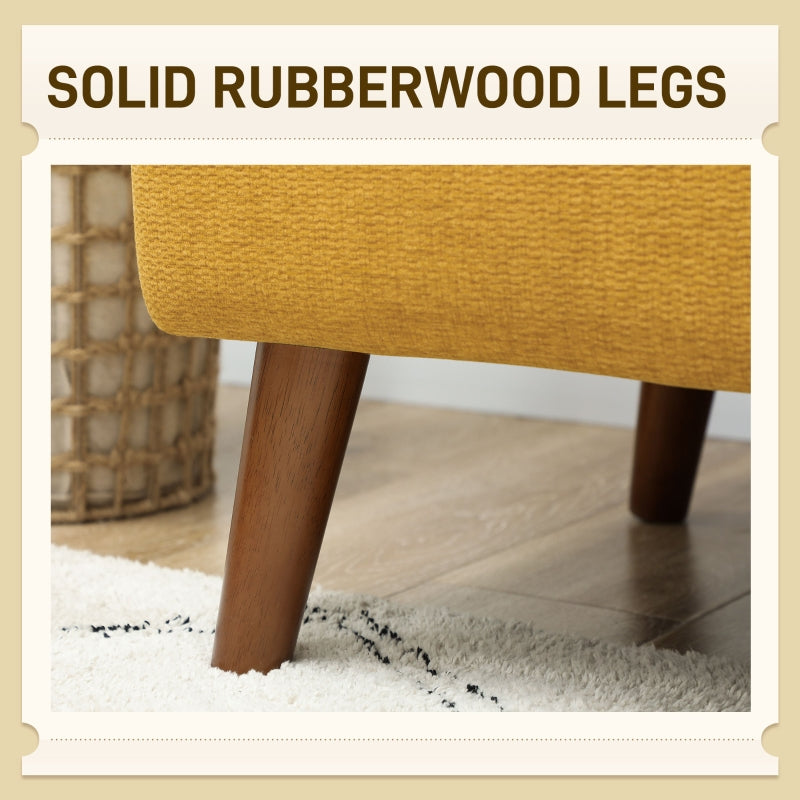 Velvet Feel 2 Seater Sofa with Thick Padding, Yellow