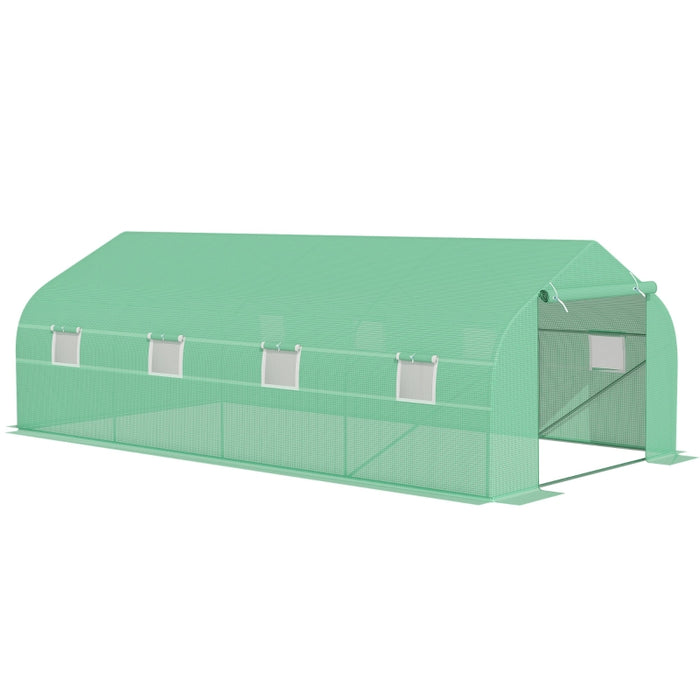 Polytunnel Greenhouse 6x3m Walk-in with Windows and Door, Green