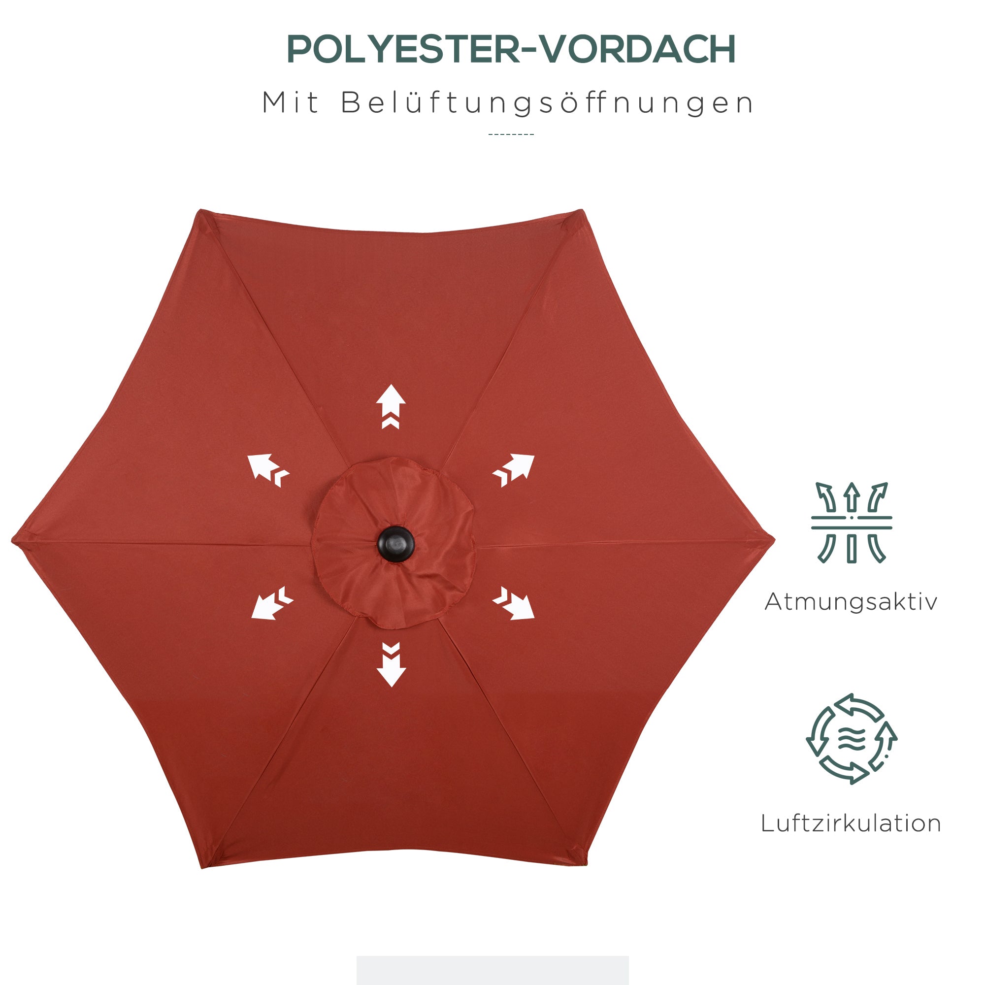 Parasol Ø196 cm Rotating Tilt Windproof Hexagonal Wine Red