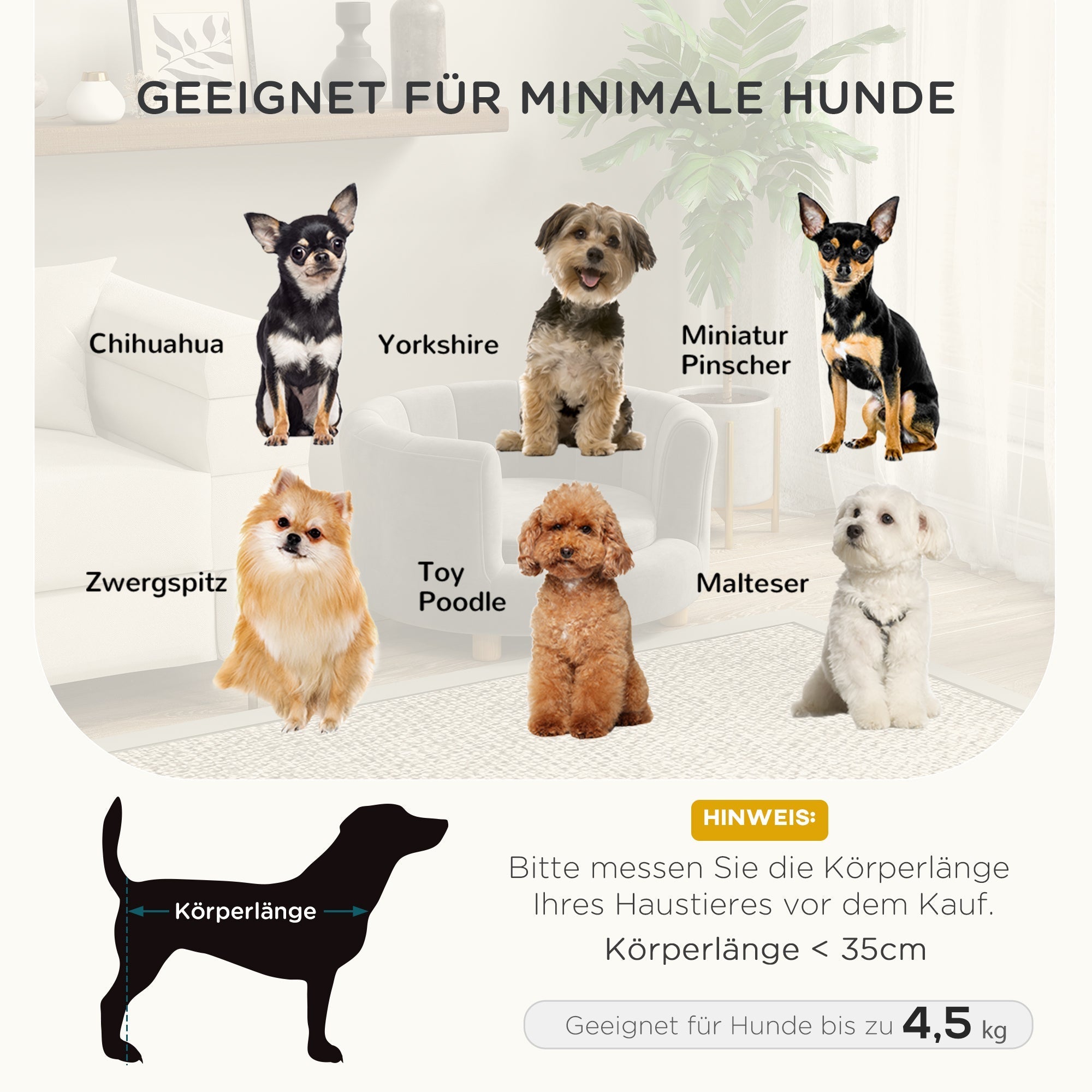 Hundesofa, waschbares Haustiersofa, Holzbeine, Grau