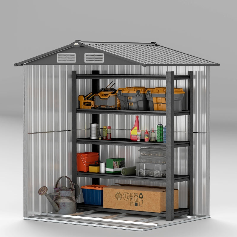 Outdoor Garden Storage Shed 4.3 x 5ft Grey Wood Effect